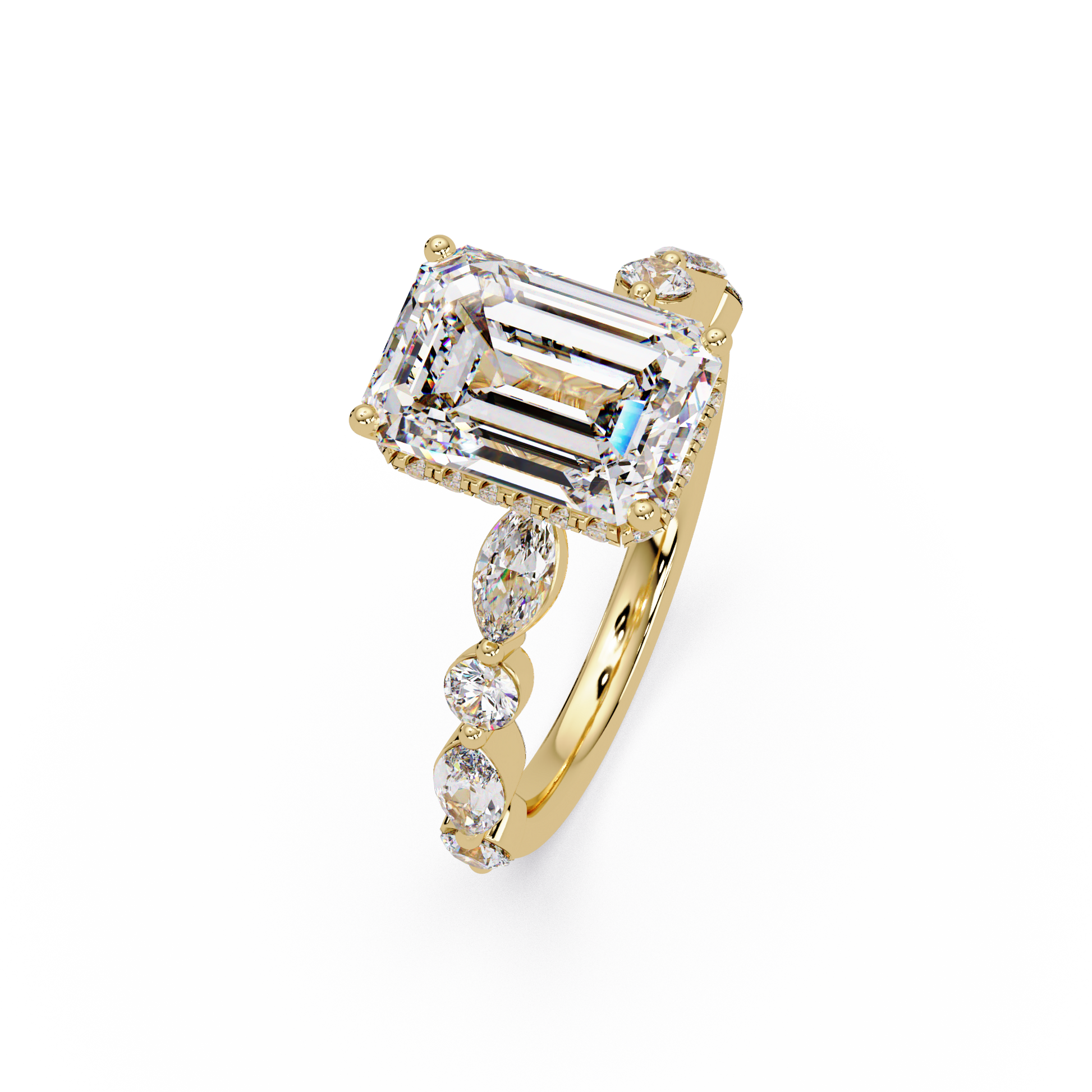 Emerald Cut Lab Grown Diamond Accented Ring
