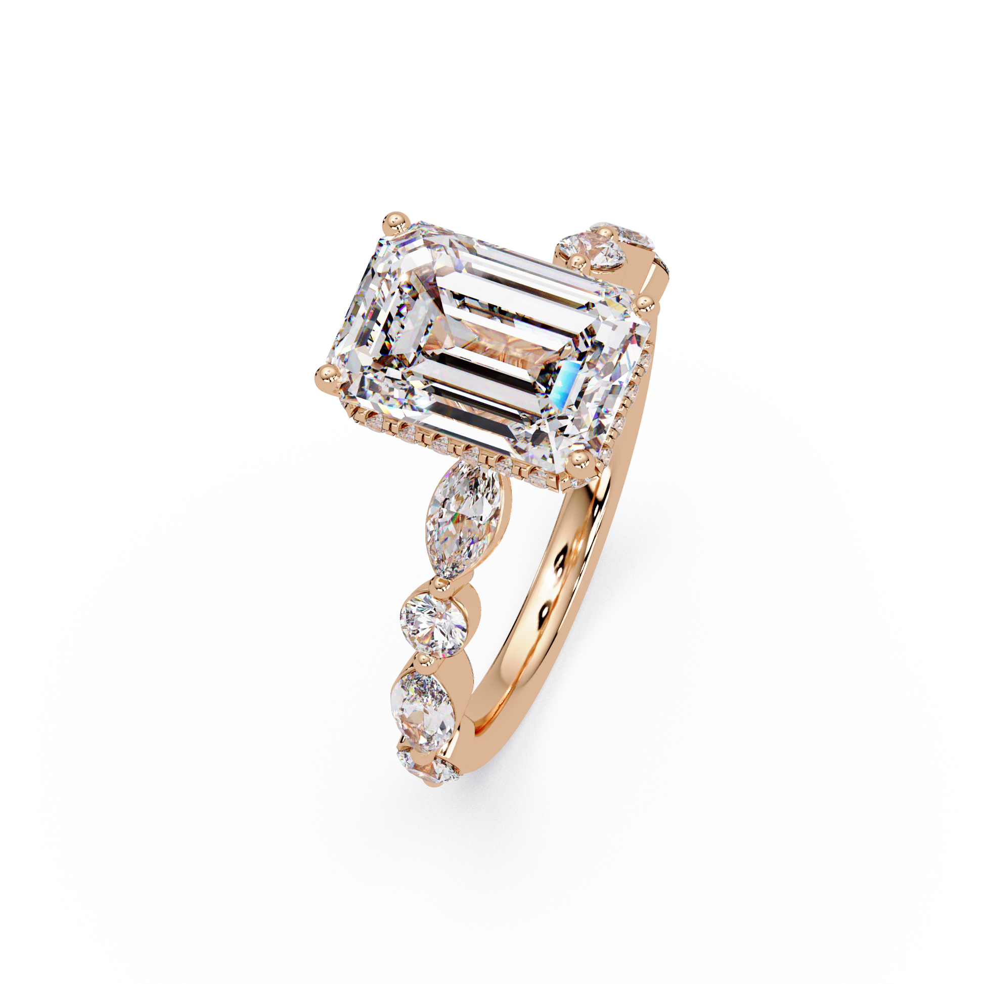 Emerald Cut Lab Grown Diamond Accented Ring