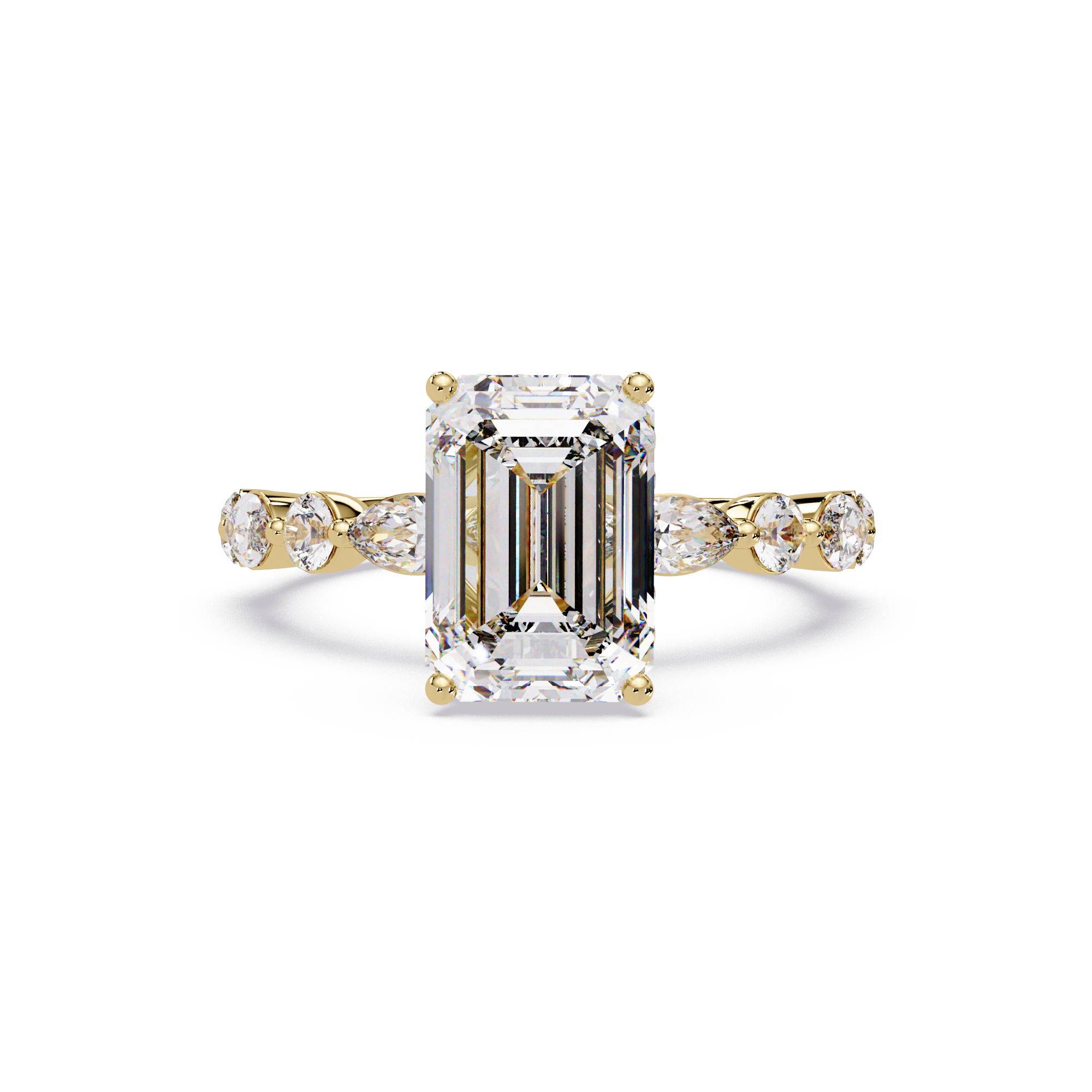 Emerald Cut Lab Grown Diamond Accented Ring