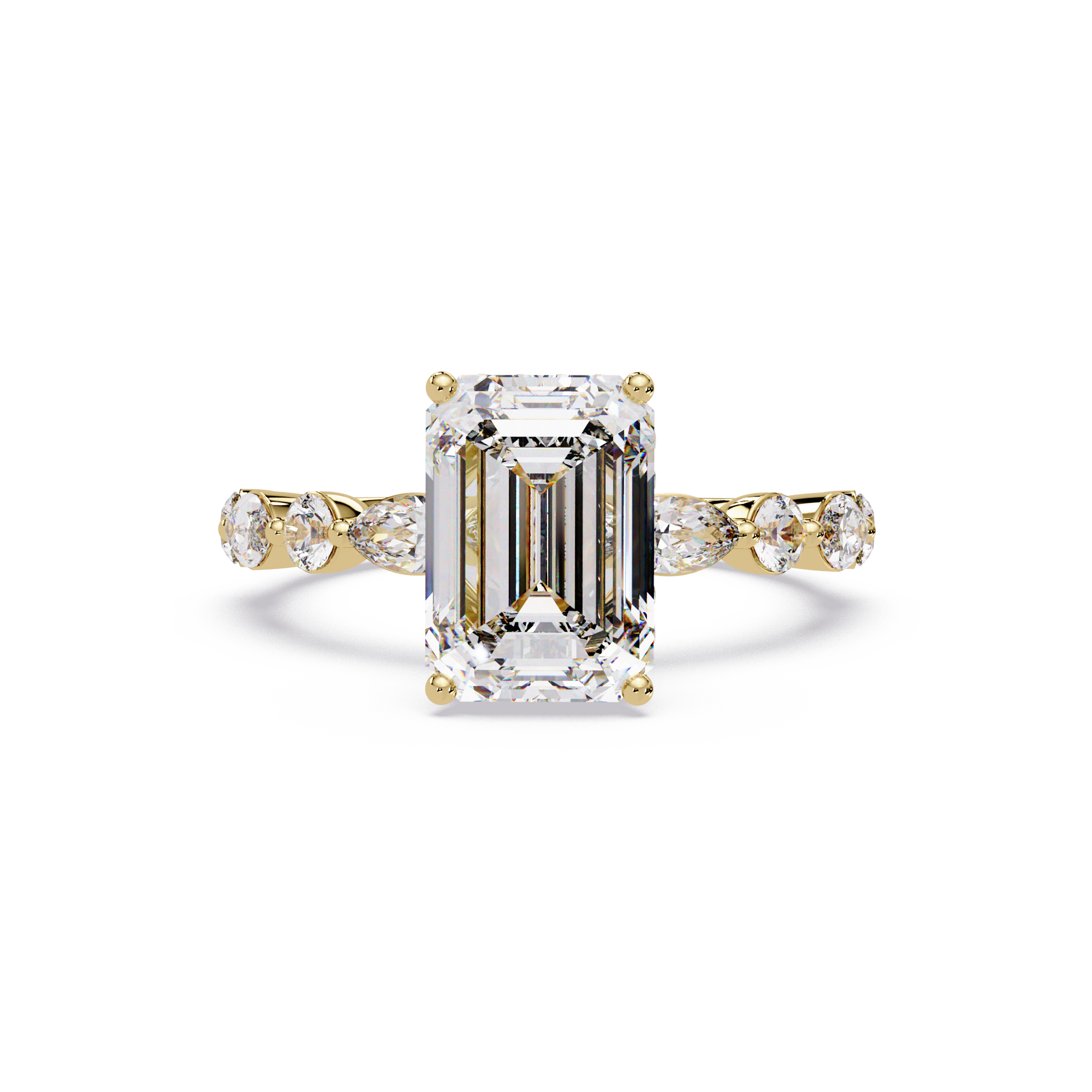 Emerald Cut Lab Grown Diamond Accented Ring