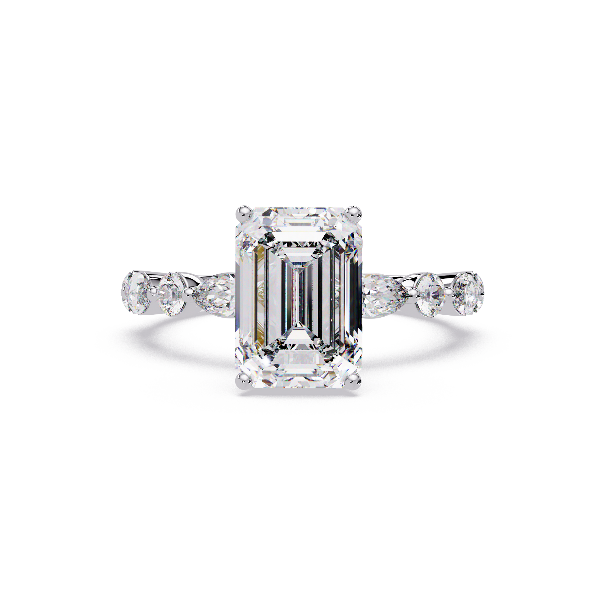 Emerald Cut Lab Grown Diamond Accented Ring