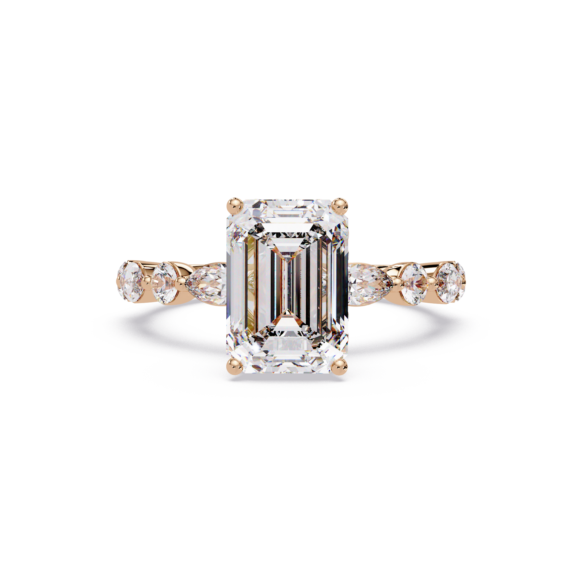 Emerald Cut Lab Grown Diamond Accented Ring