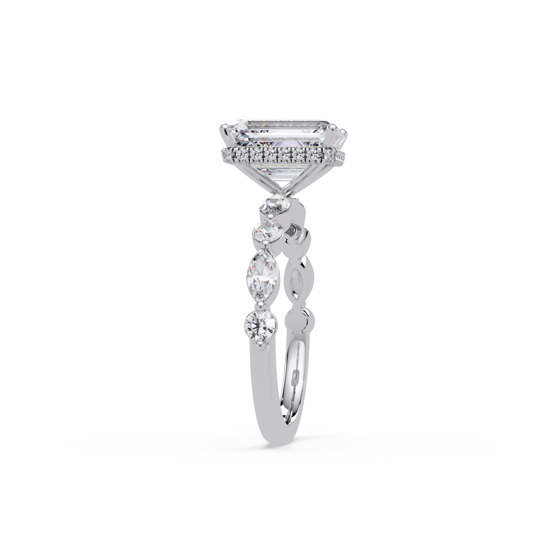 Emerald Cut Lab Grown Diamond Accented Ring