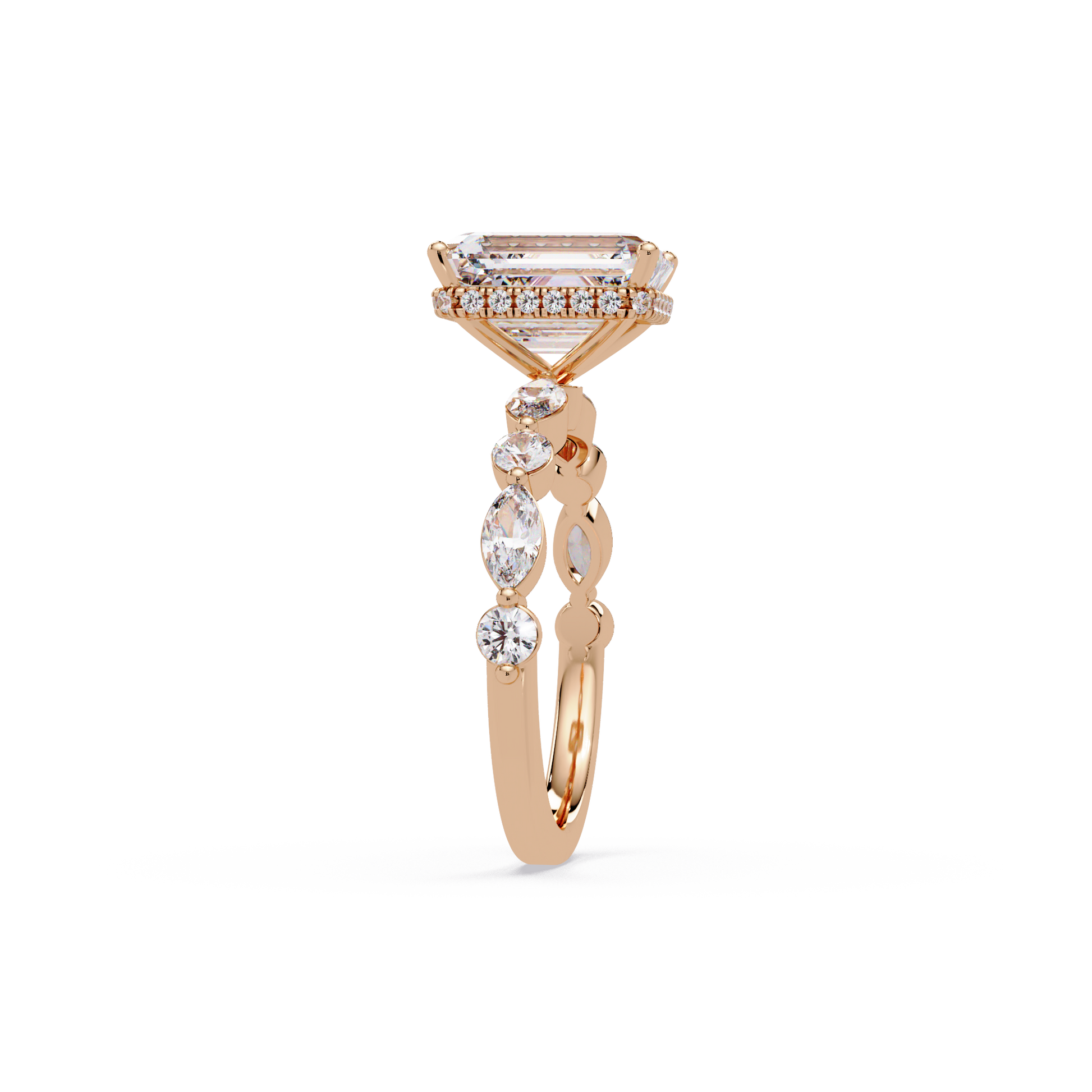 Emerald Cut Lab Grown Diamond Accented Ring