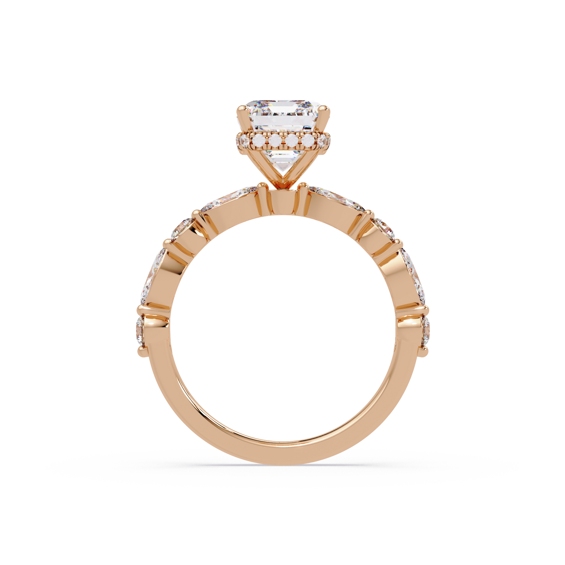 Emerald Cut Lab Grown Diamond Accented Ring
