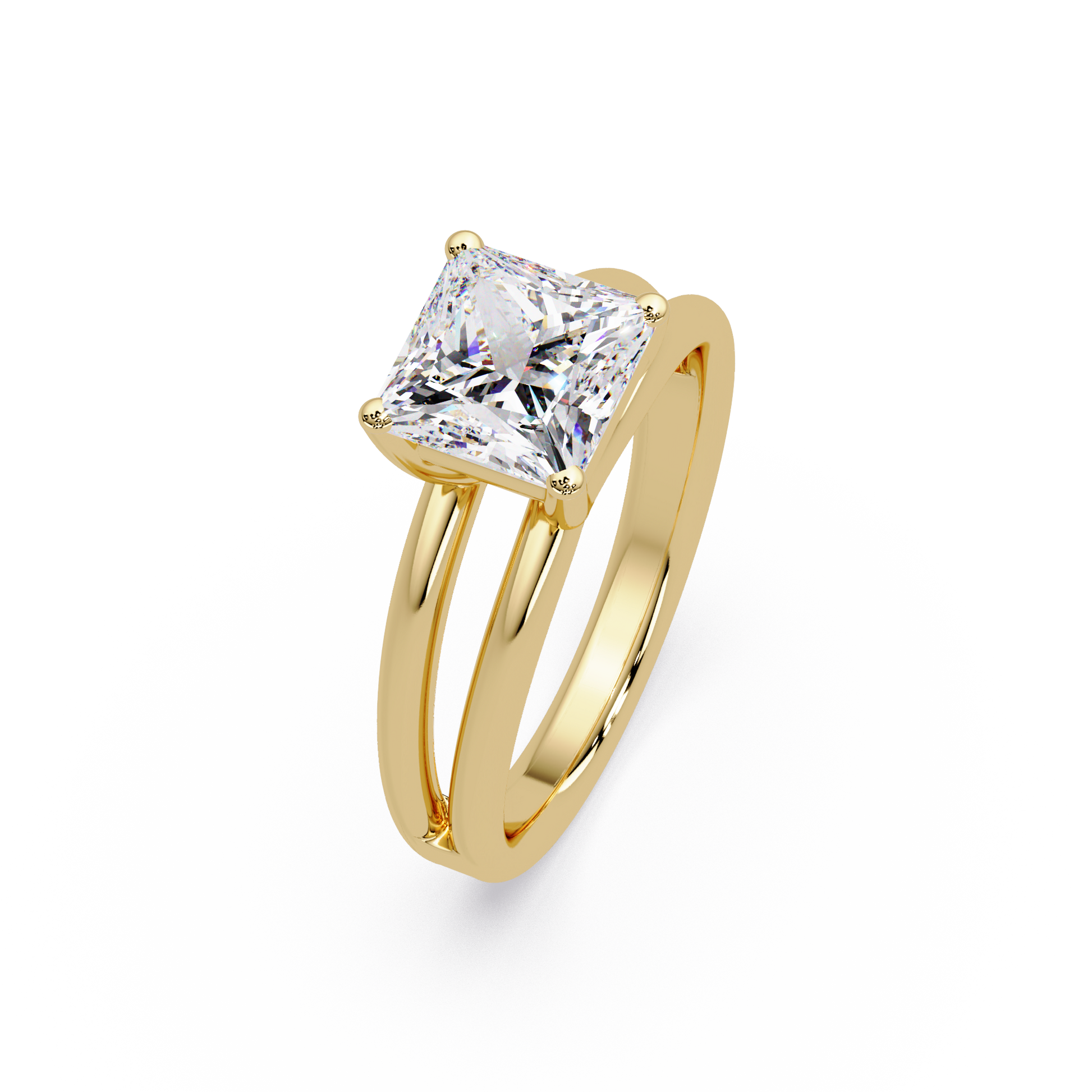 Princess Cut Lab Grown Diamond Solitaire Ring in Split Shank
