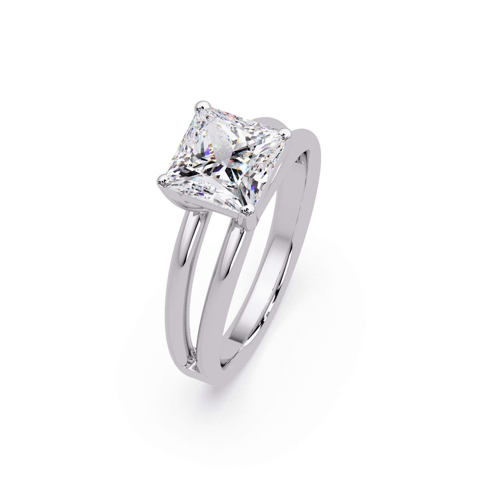 Princess Cut Lab Grown Diamond Solitaire Ring in Split Shank