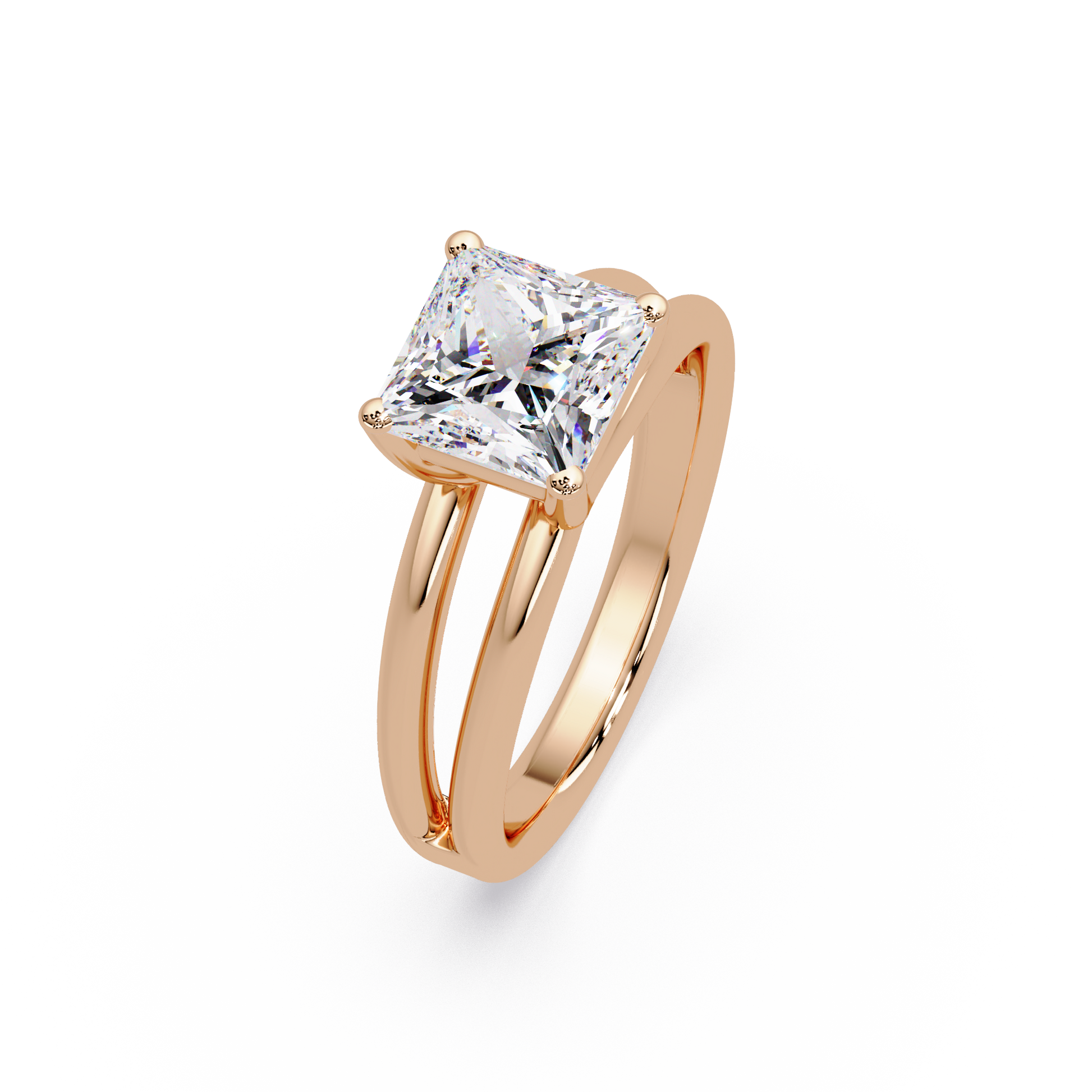 Princess Cut Lab Grown Diamond Solitaire Ring in Split Shank