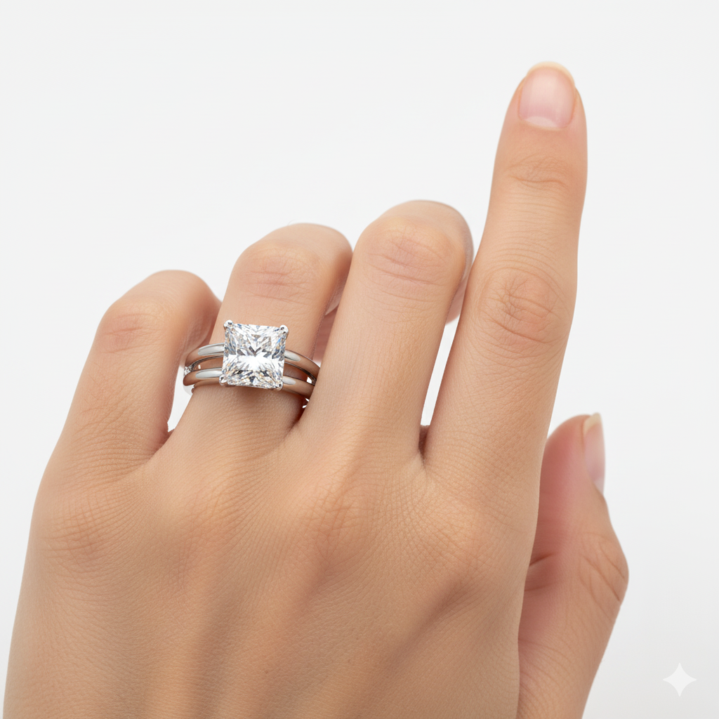 Princess Cut Lab Grown Diamond Solitaire Ring in Split Shank