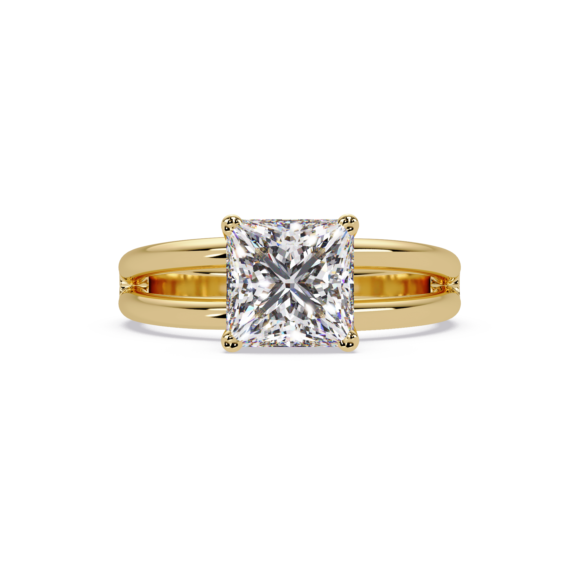 Princess Cut Lab Grown Diamond Solitaire Ring in Split Shank