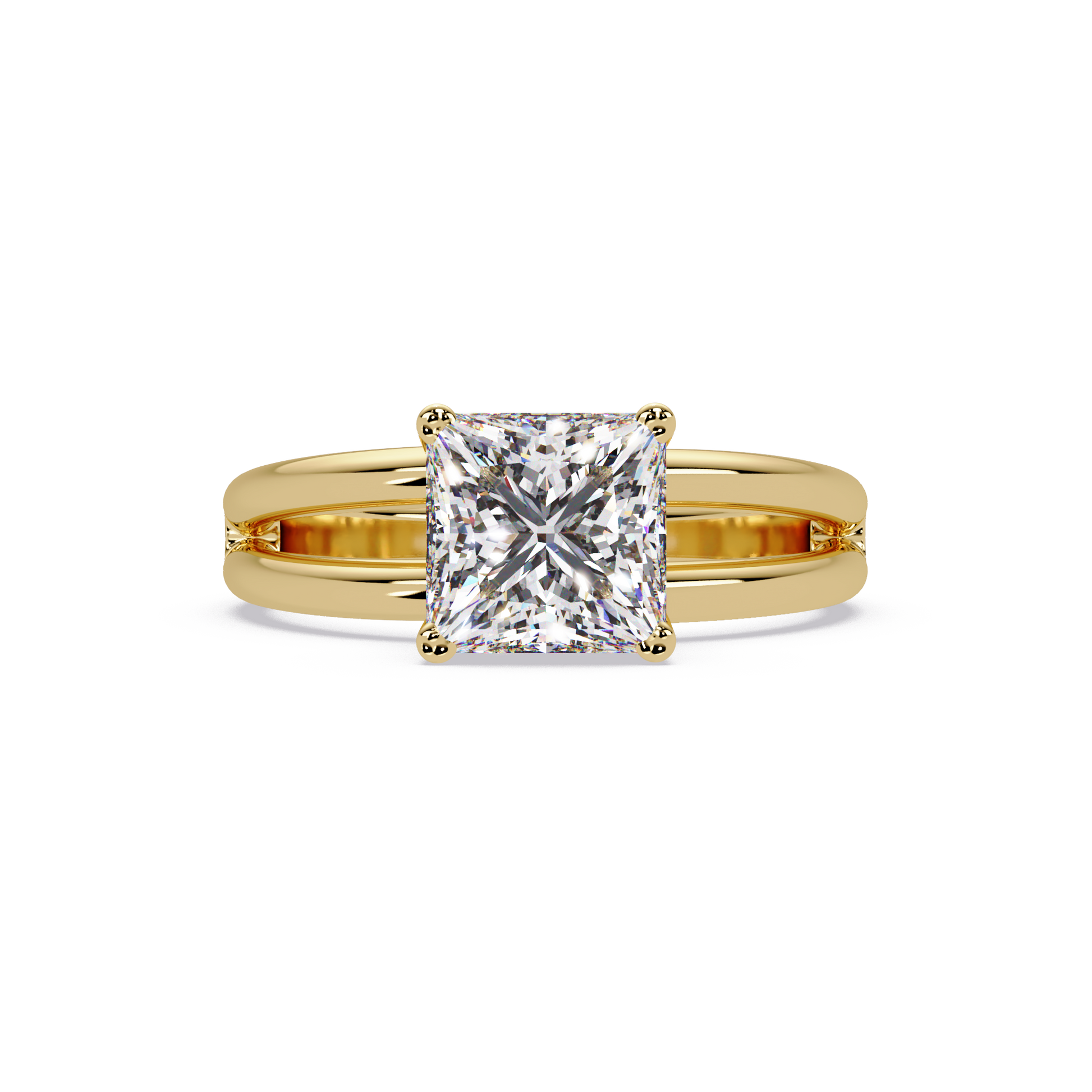 Princess Cut Lab Grown Diamond Solitaire Ring in Split Shank