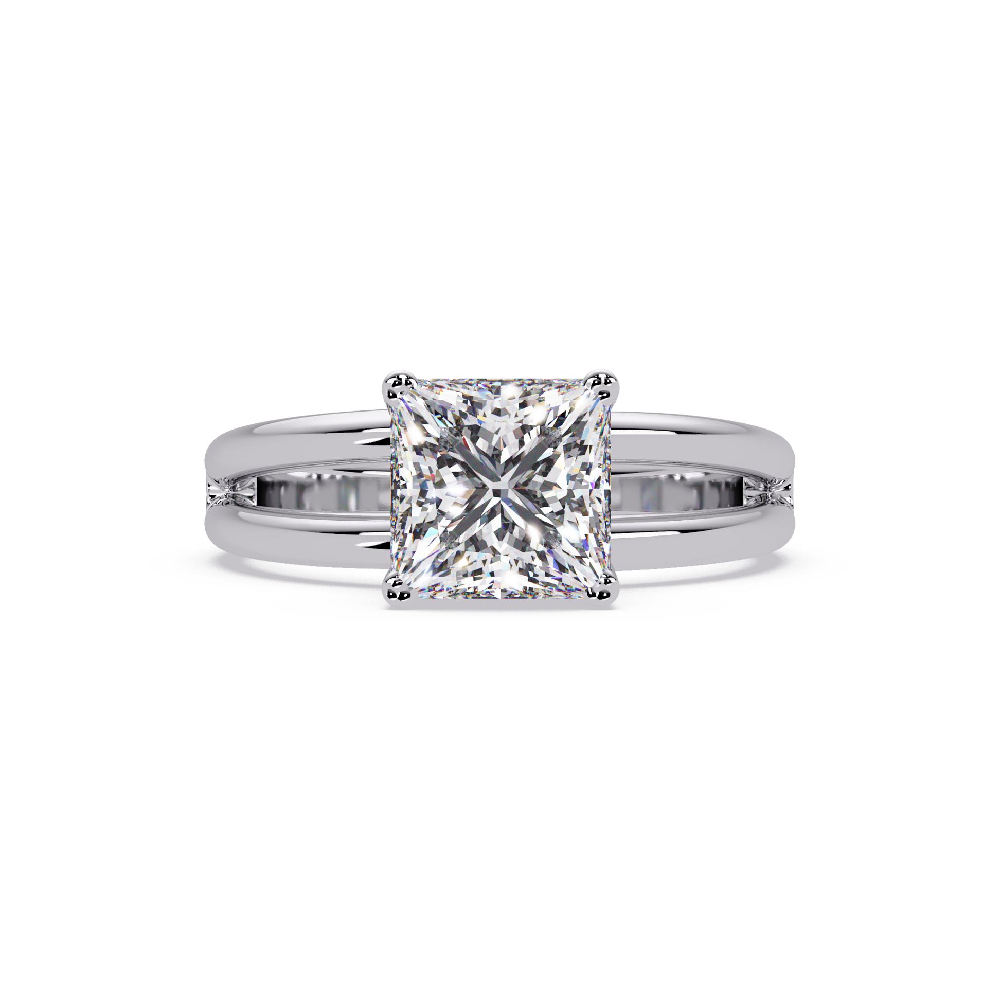 Princess Cut Lab Grown Diamond Solitaire Ring in Split Shank