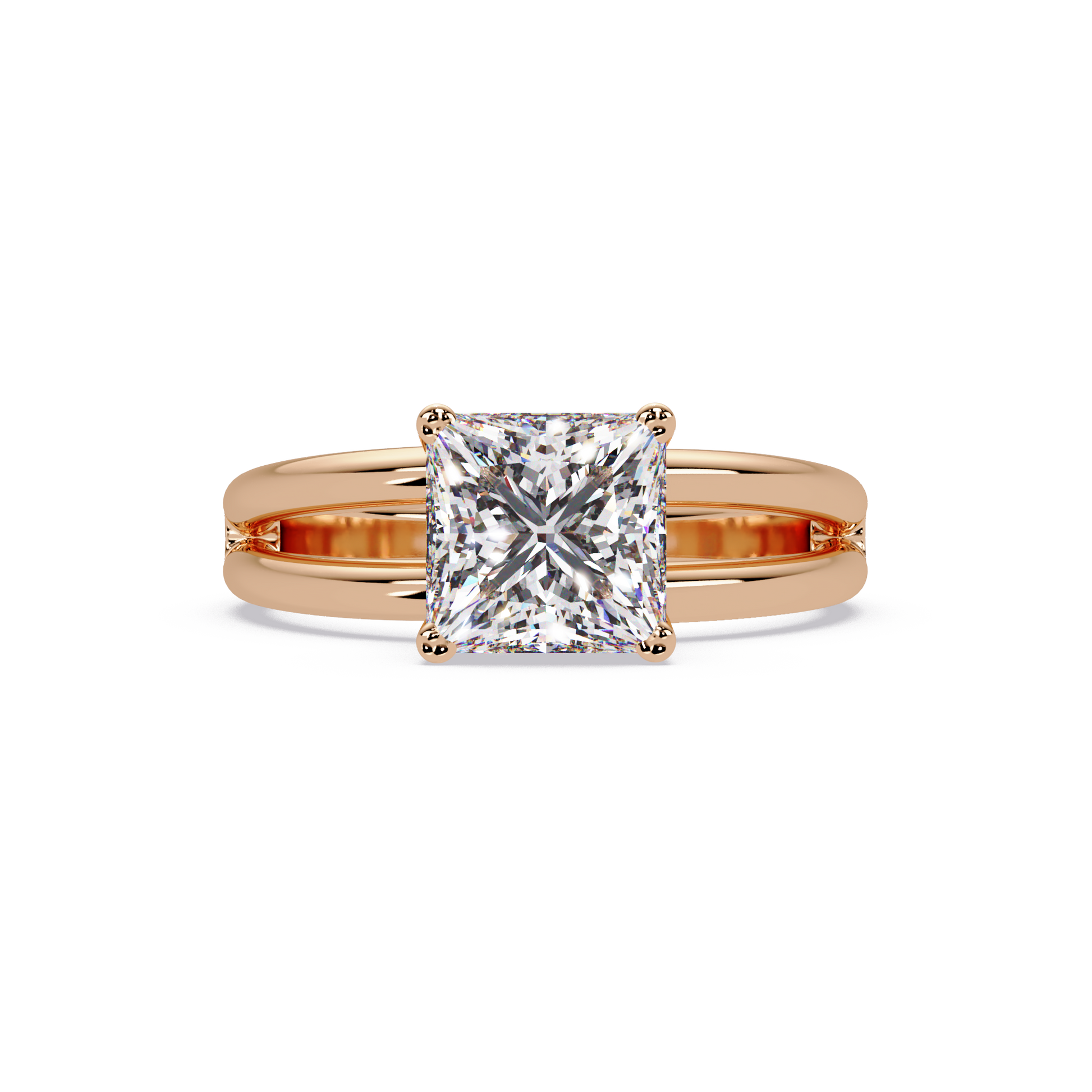 Princess Cut Lab Grown Diamond Solitaire Ring in Split Shank