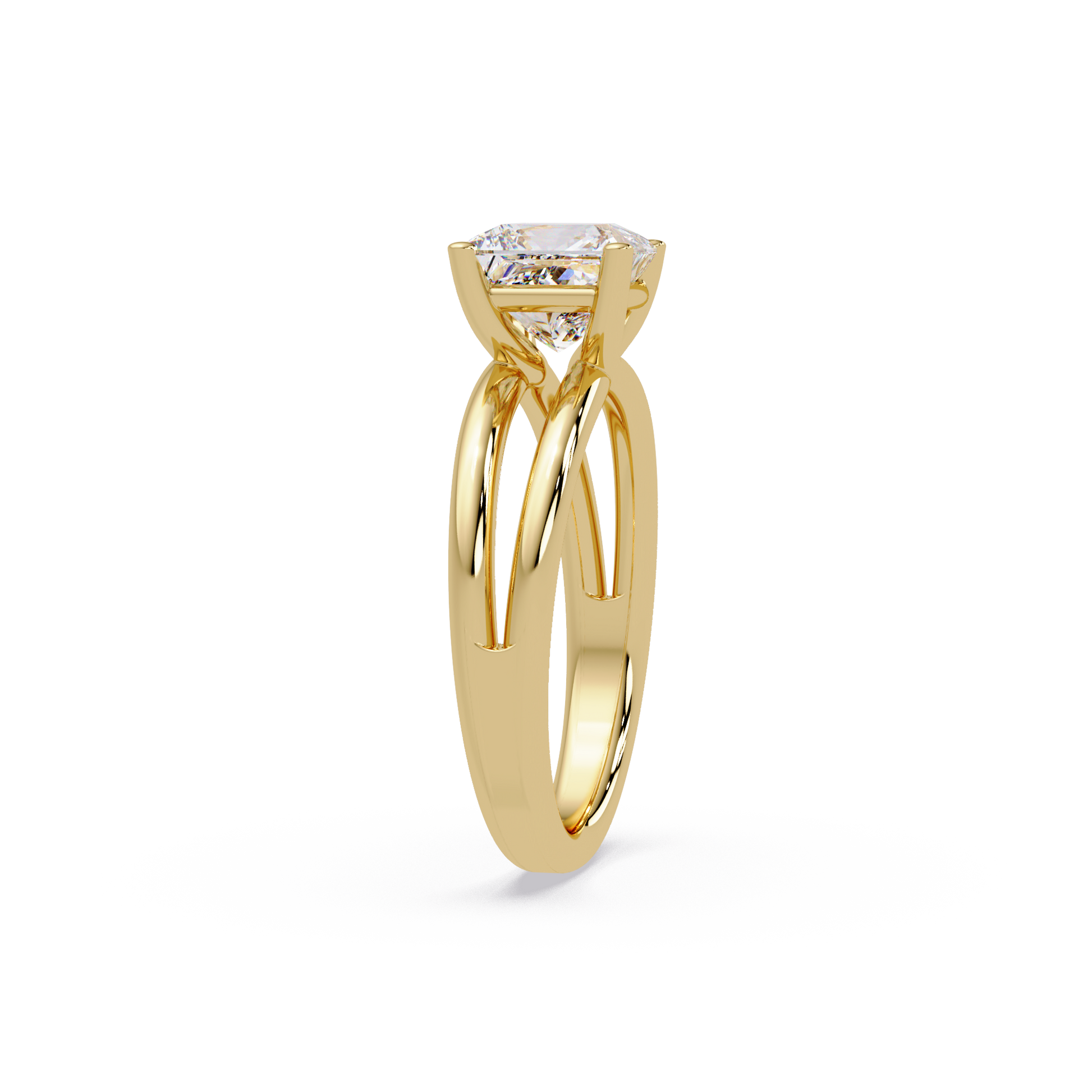 Princess Cut Lab Grown Diamond Solitaire Ring in Split Shank