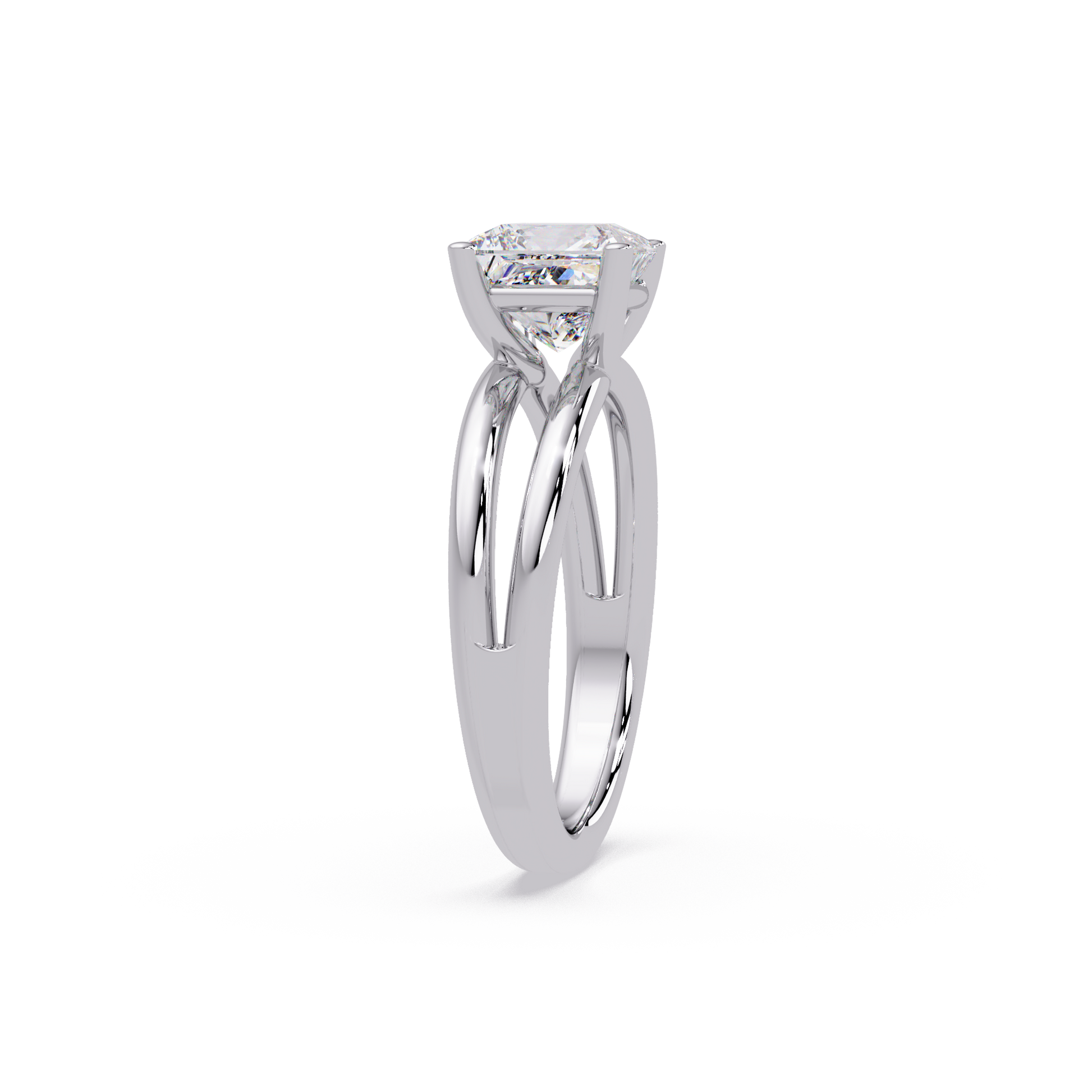 Princess Cut Lab Grown Diamond Solitaire Ring in Split Shank