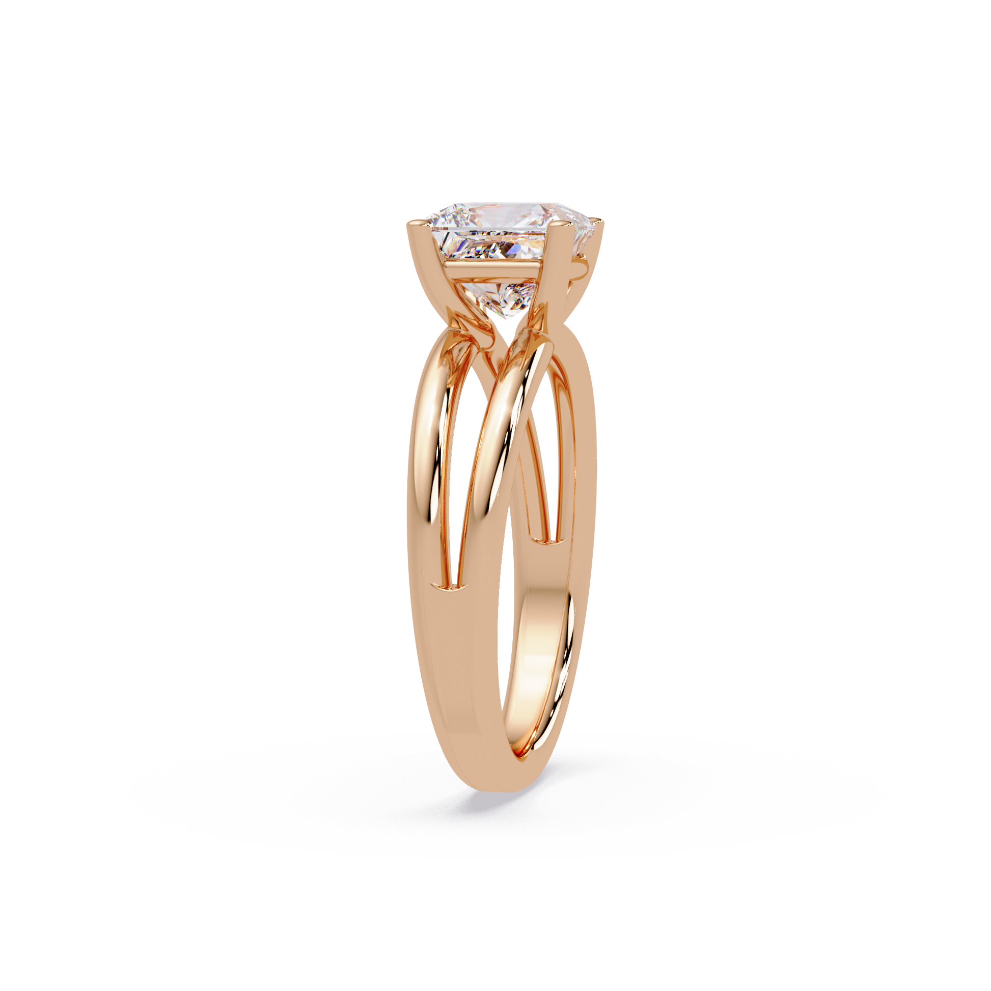 Princess Cut Lab Grown Diamond Solitaire Ring in Split Shank