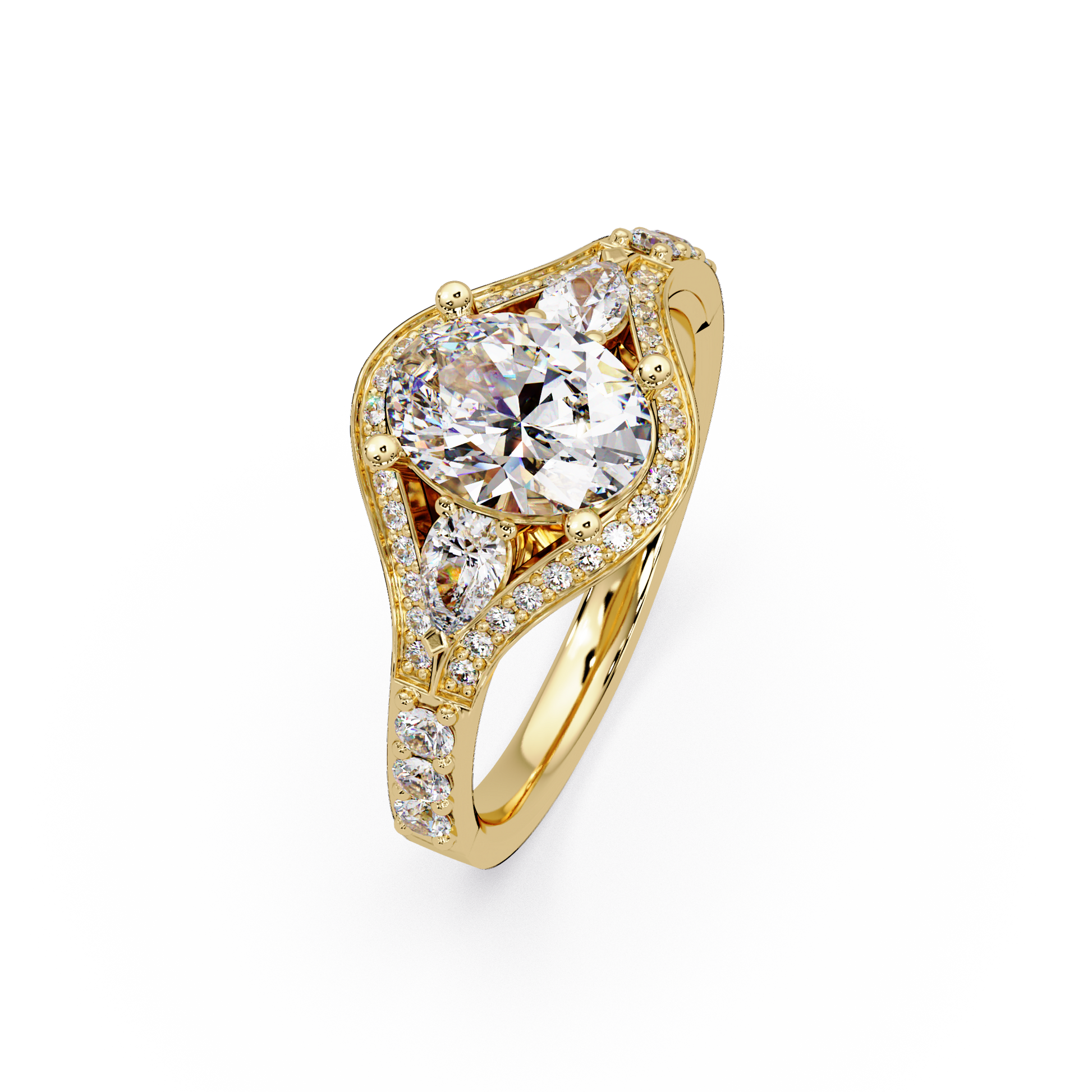 Oval Cut Lab Grown Diamond Three Stone Ring