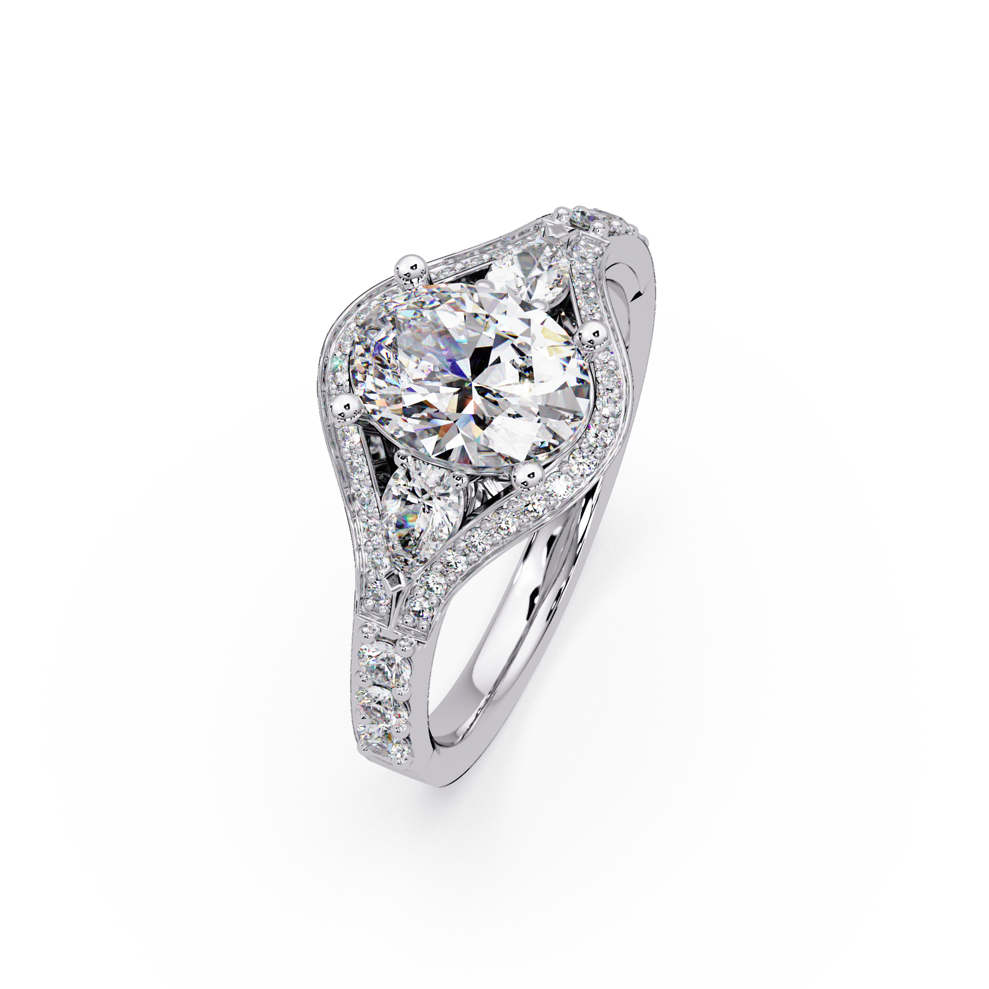 Oval Cut Lab Grown Diamond Three Stone Ring