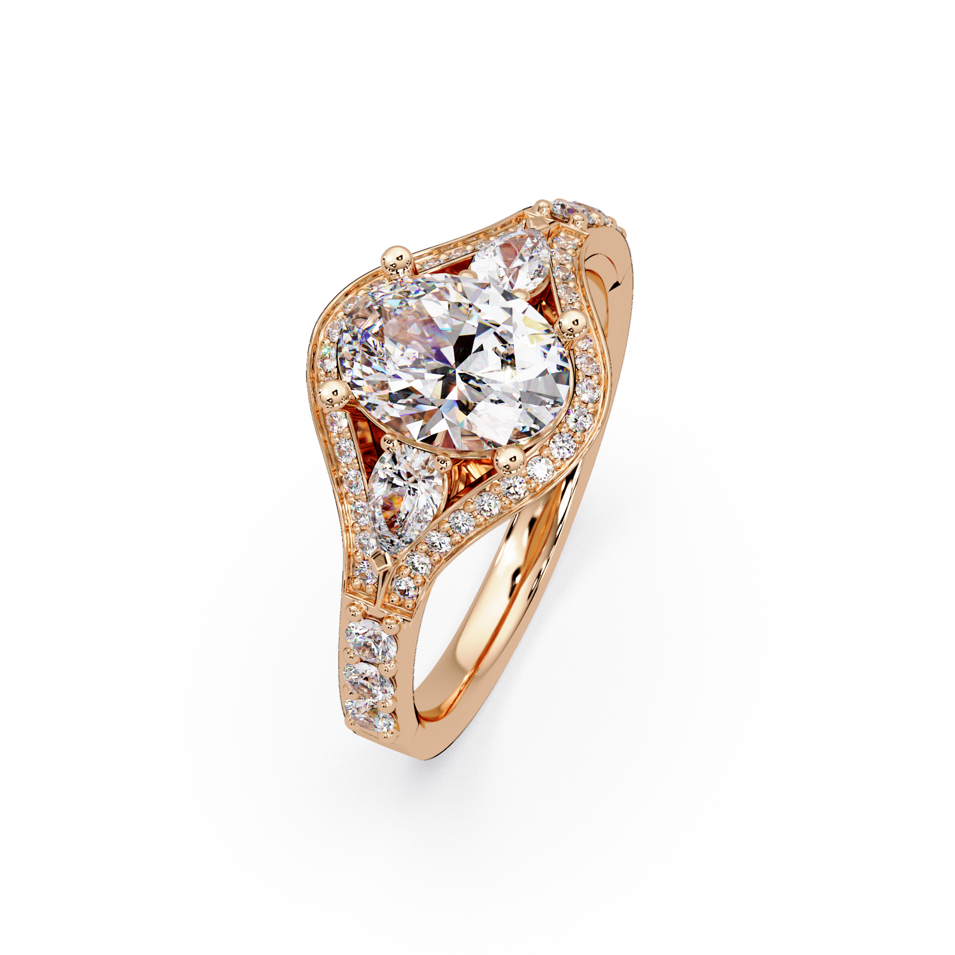 Oval Cut Lab Grown Diamond Three Stone Ring