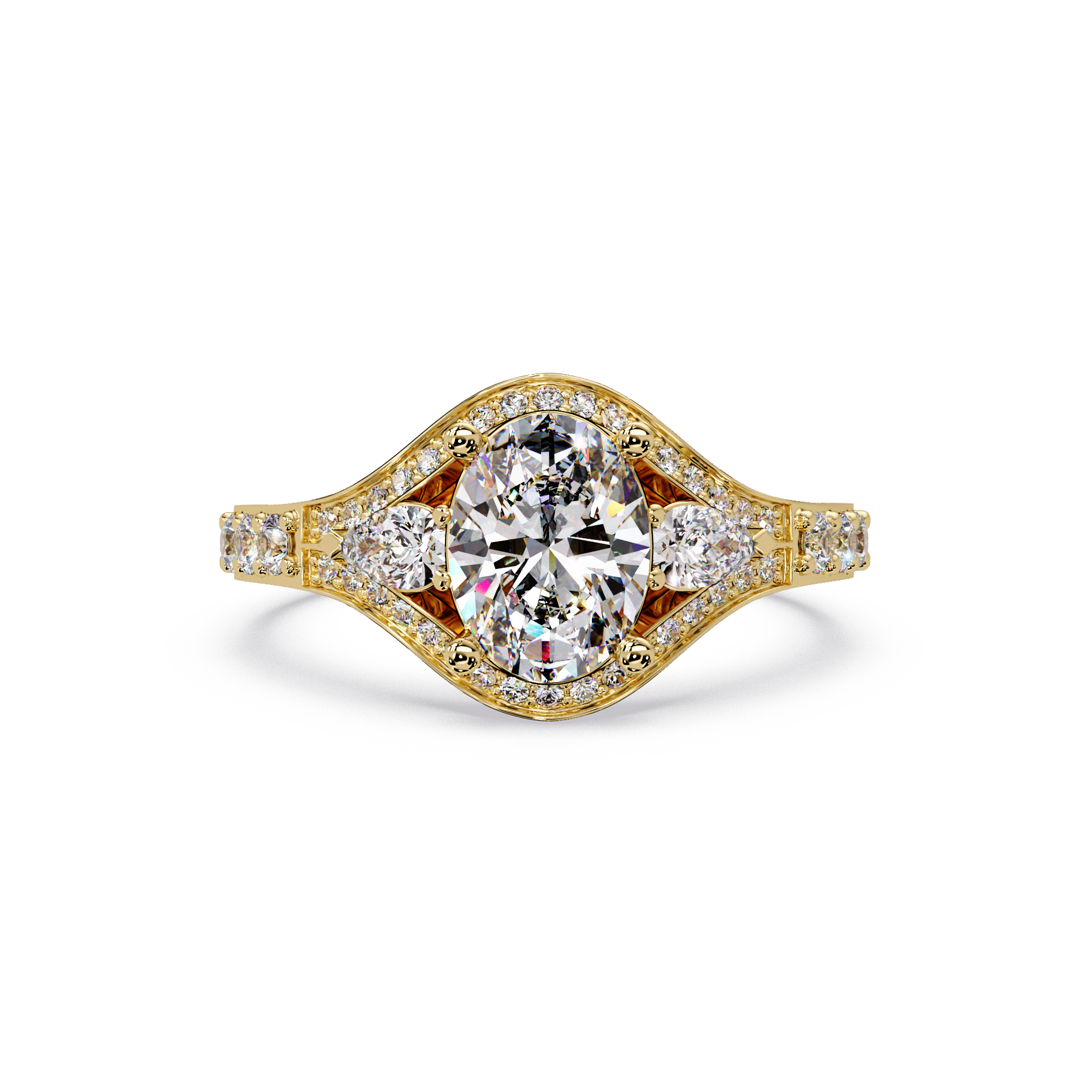 Oval Cut Lab Grown Diamond Three Stone Ring
