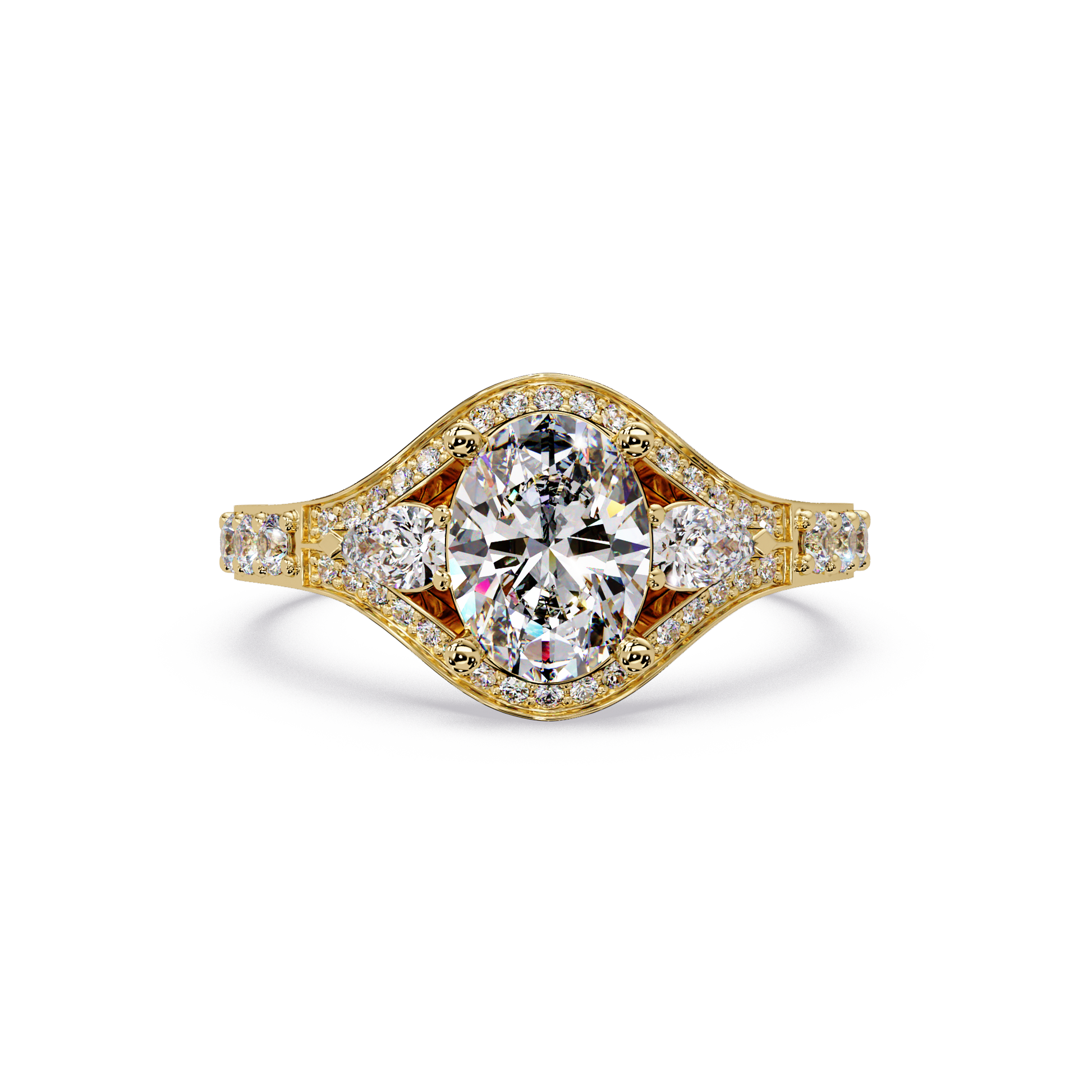 Oval Cut Lab Grown Diamond Three Stone Ring