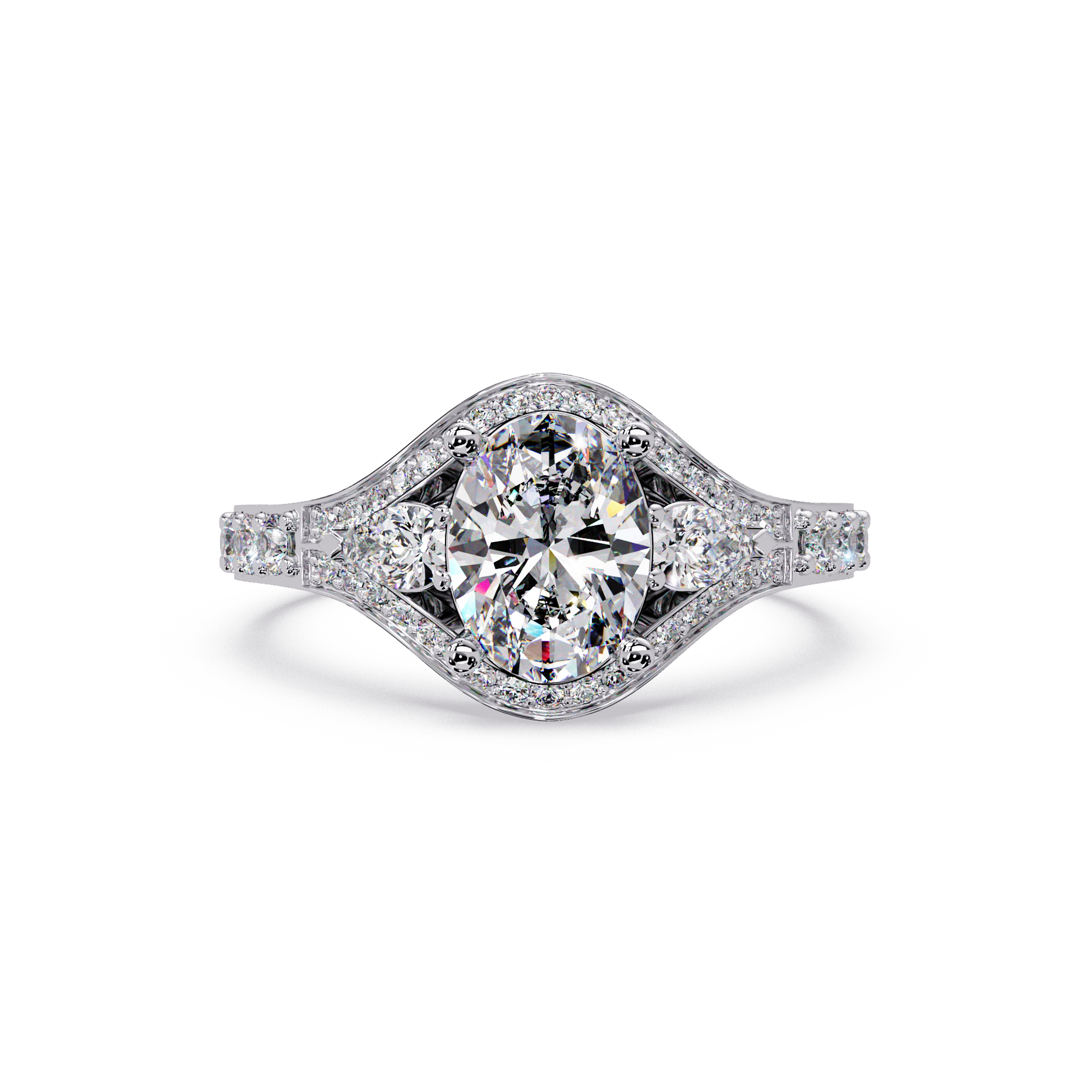 Oval Cut Lab Grown Diamond Three Stone Ring