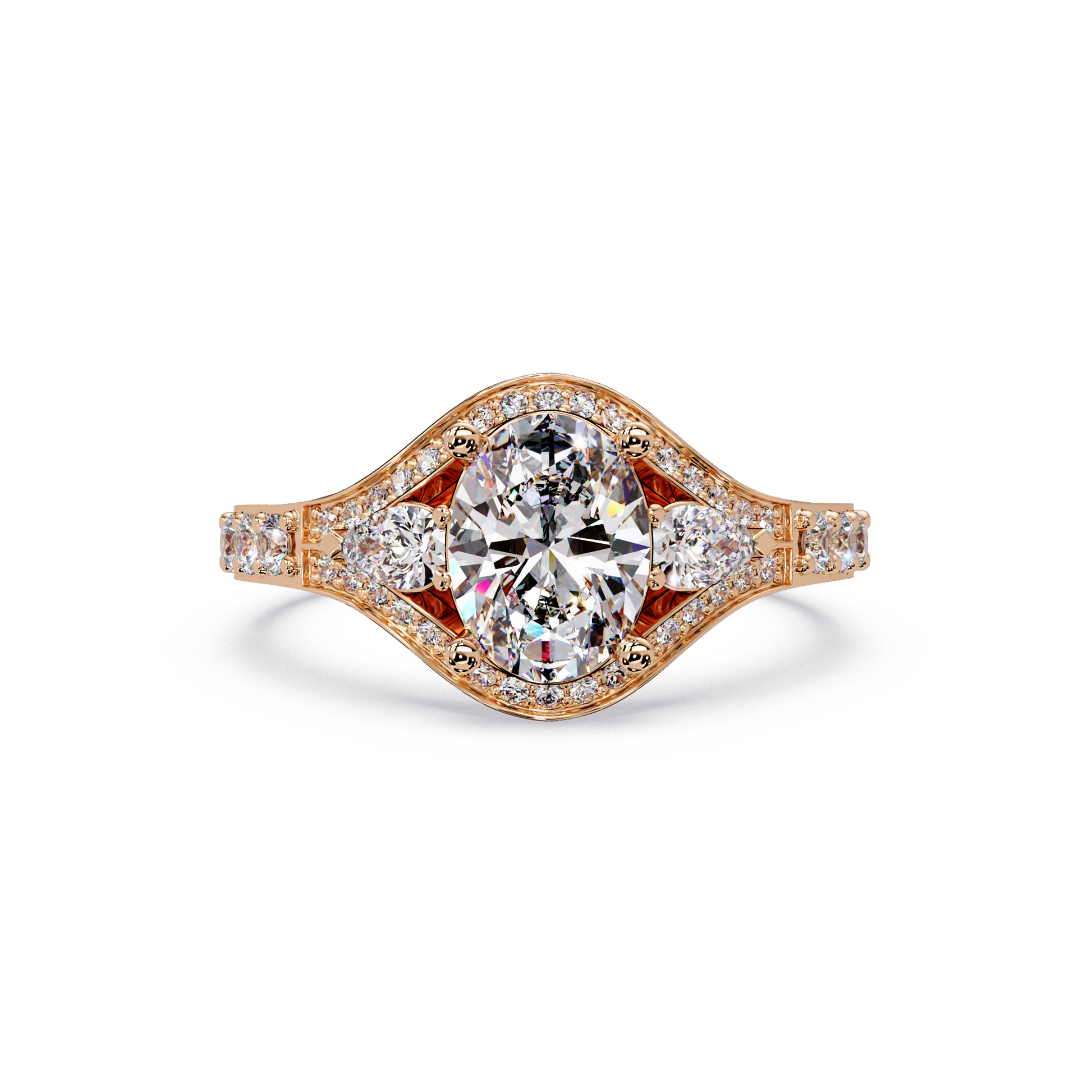 Oval Cut Lab Grown Diamond Three Stone Ring