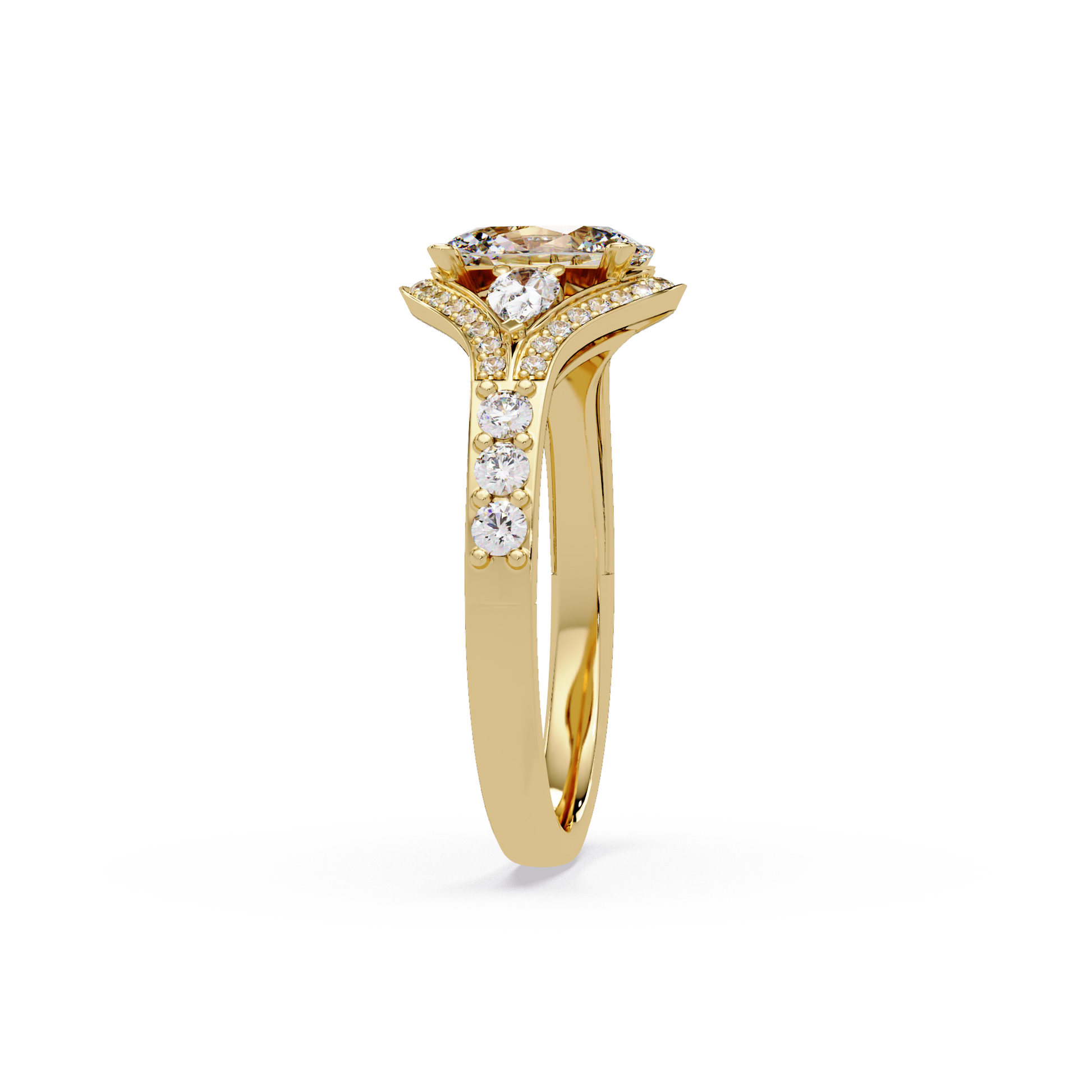Oval Cut Lab Grown Diamond Three Stone Ring