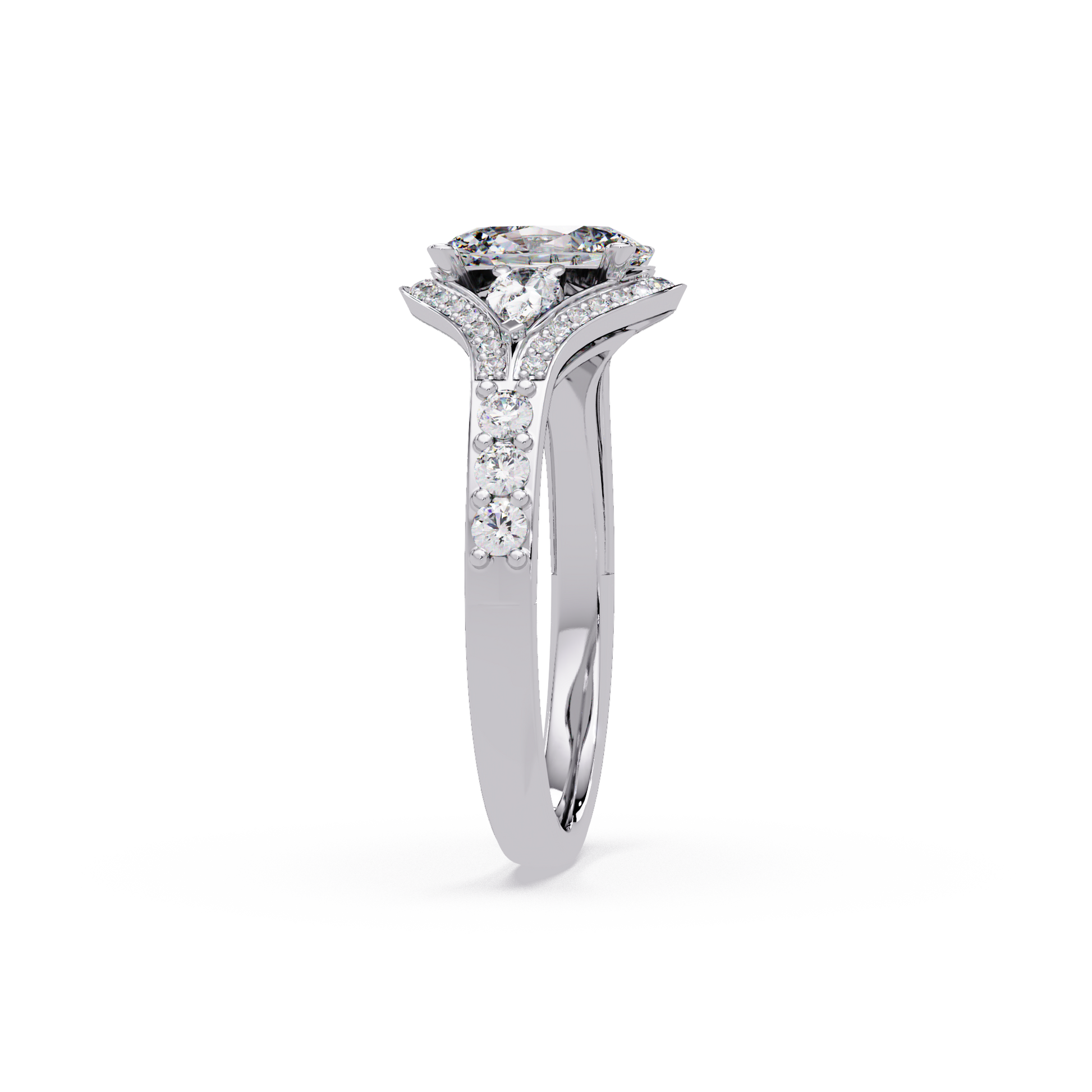 Oval Cut Lab Grown Diamond Three Stone Ring