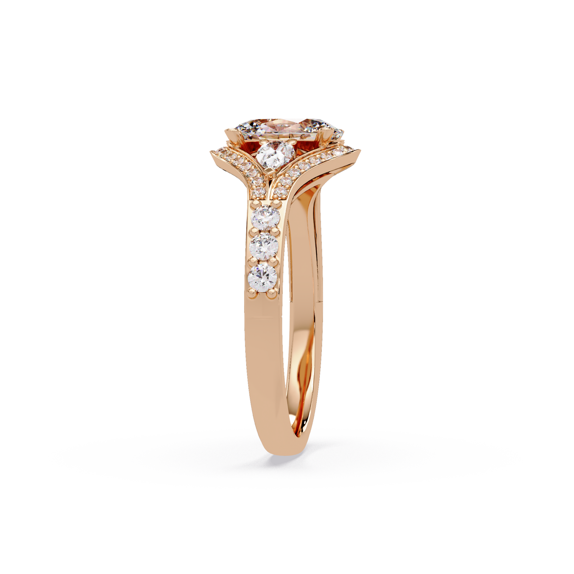 Oval Cut Lab Grown Diamond Three Stone Ring