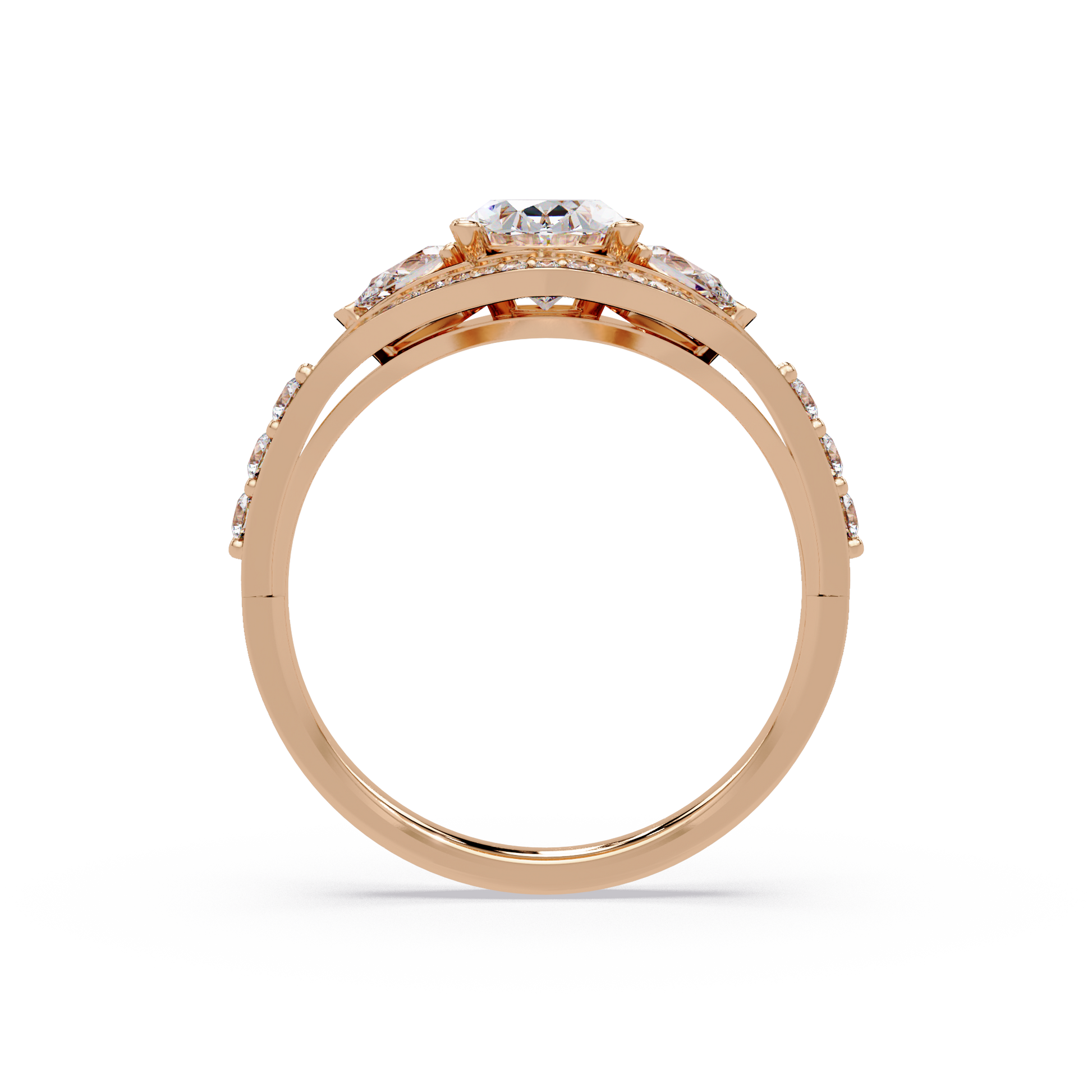 Oval Cut Lab Grown Diamond Three Stone Ring