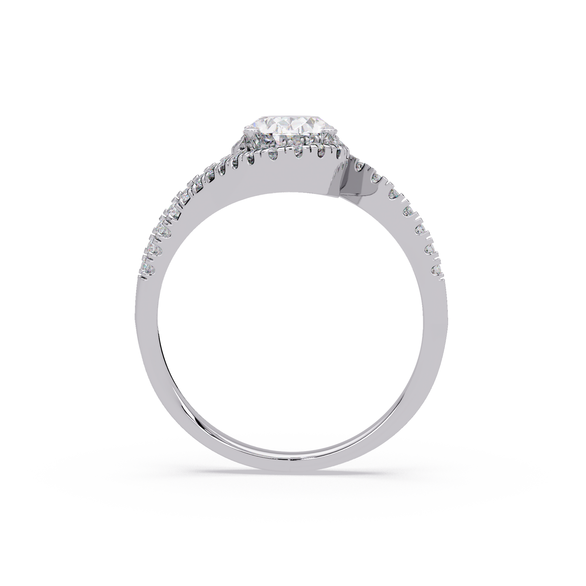 Oval Cut Lab Grown Diamond Engagement Ring In Bypass Shank