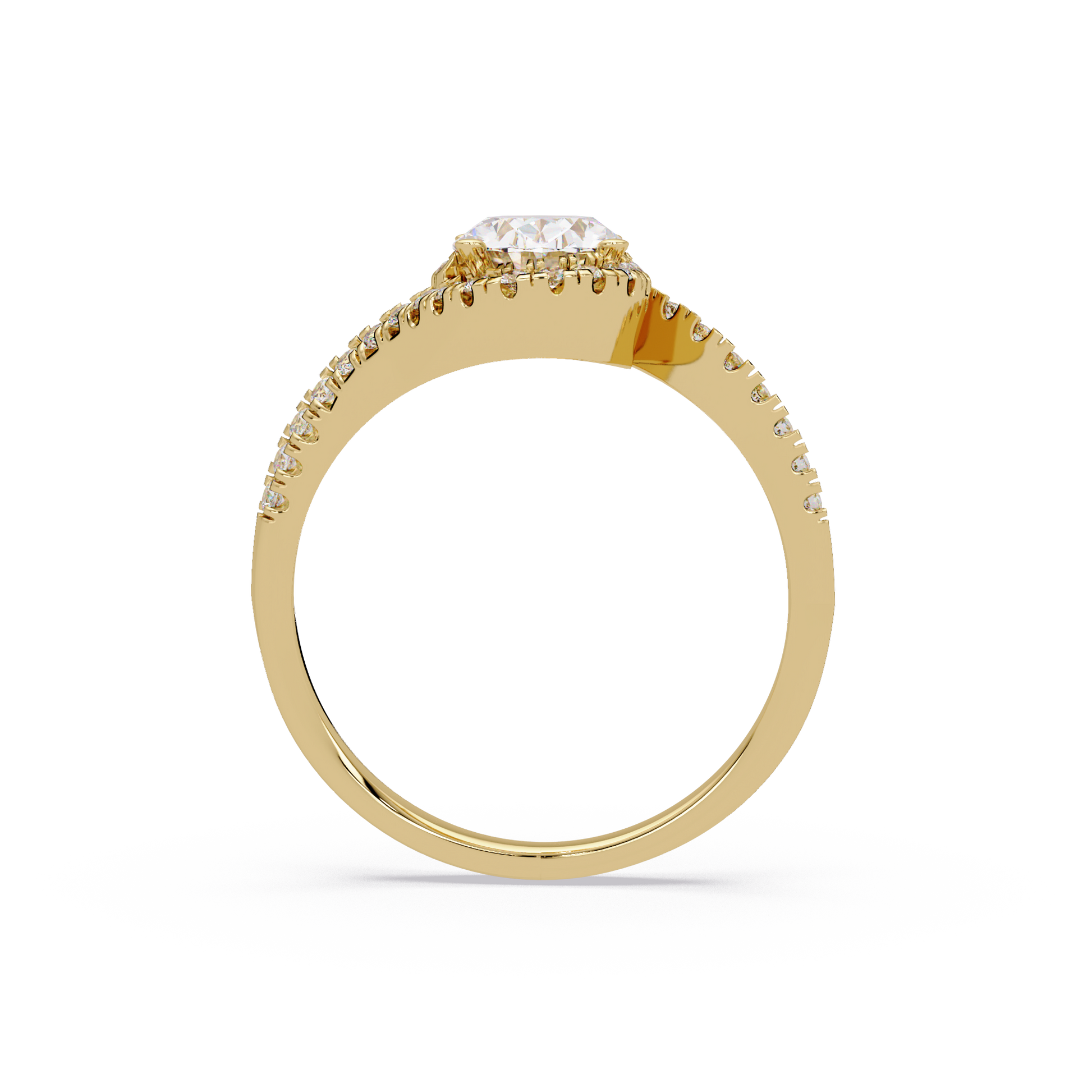 Oval Cut Lab Grown Diamond Engagement Ring In Bypass Shank