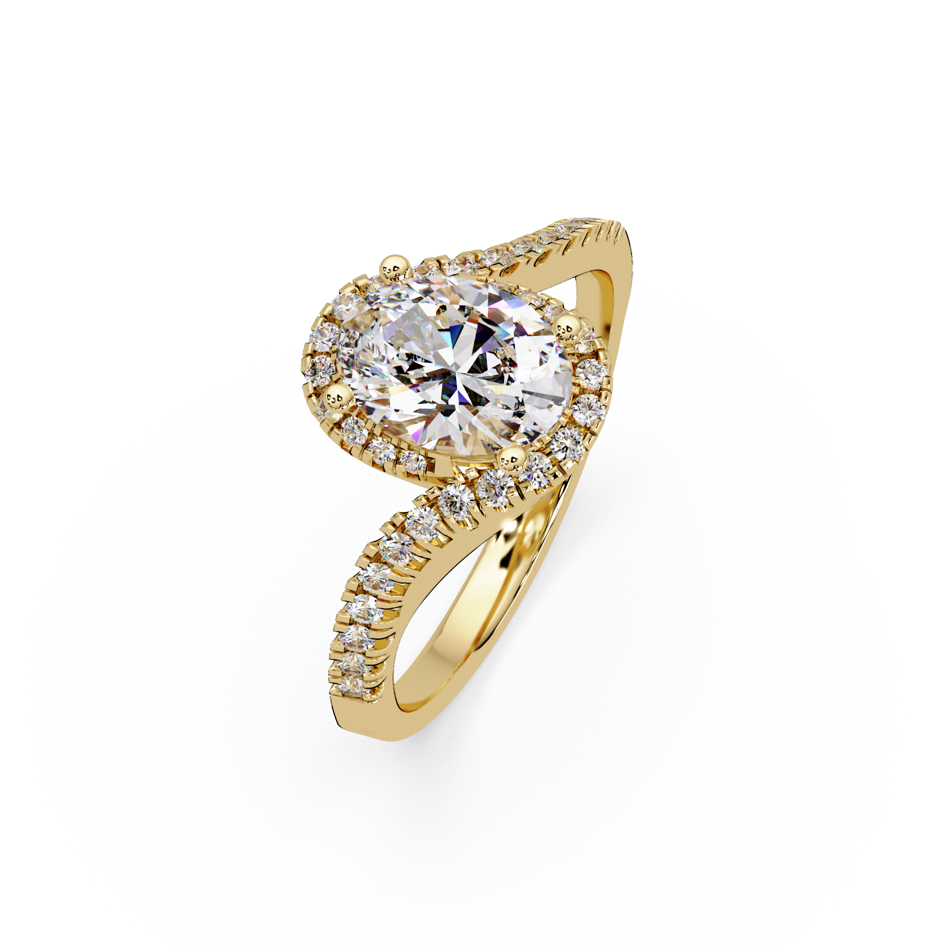 Oval Cut Lab Grown Diamond Engagement Ring In Bypass Shank