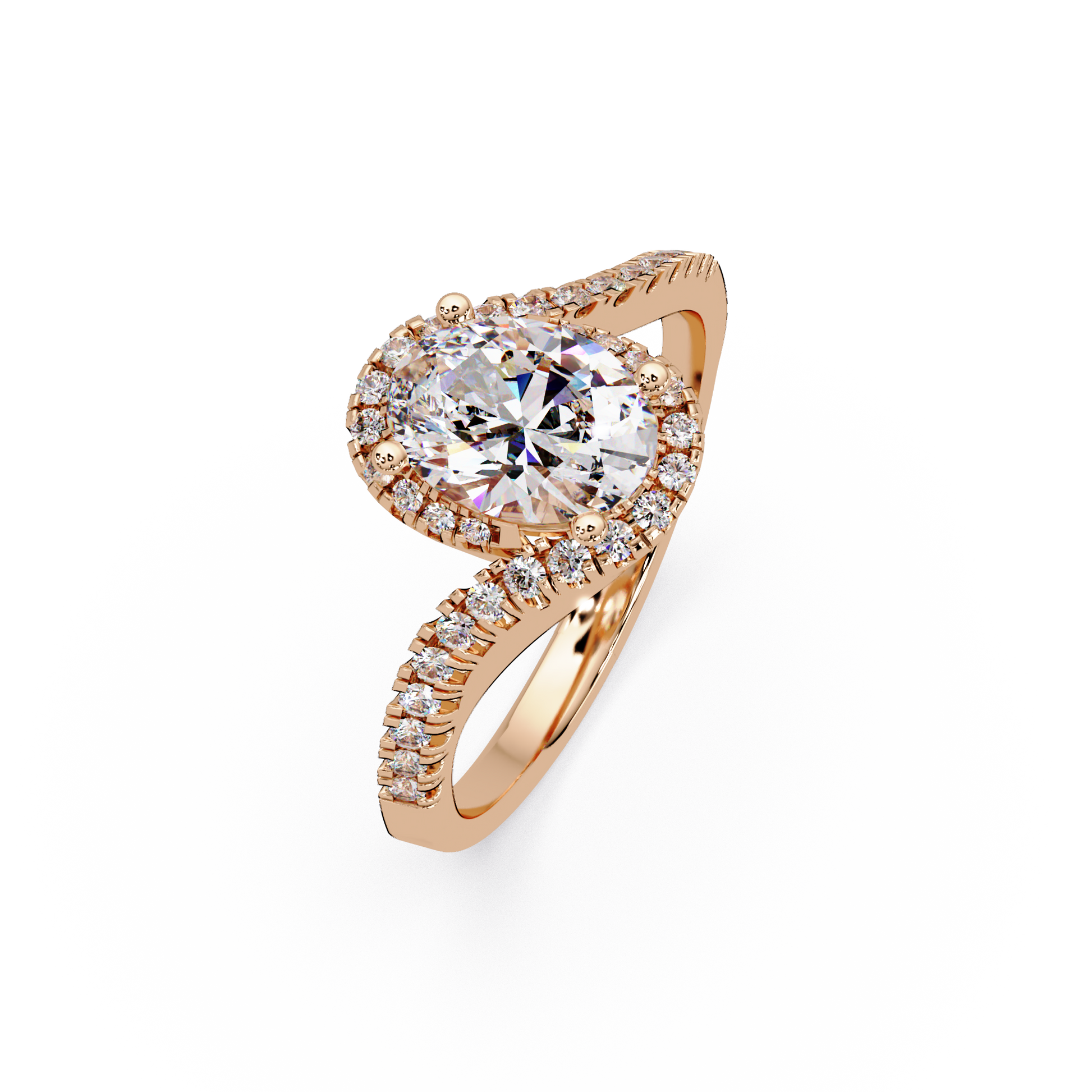 Oval Cut Lab Grown Diamond Engagement Ring In Bypass Shank