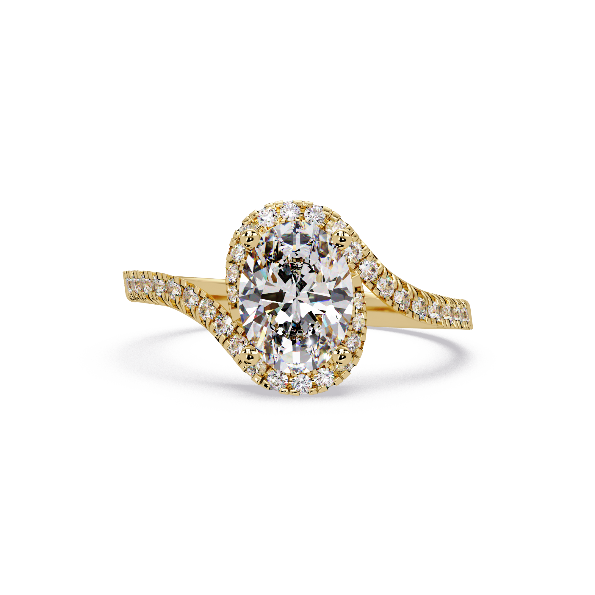 Oval Cut Lab Grown Diamond Engagement Ring In Bypass Shank