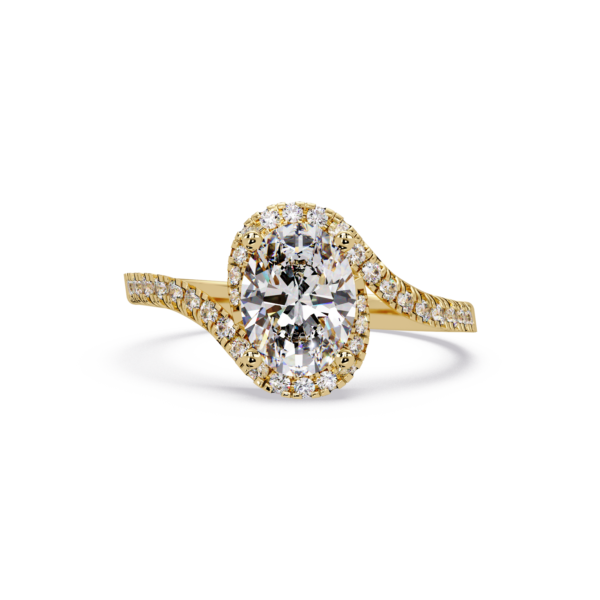 Oval Cut Lab Grown Diamond Engagement Ring In Bypass Shank