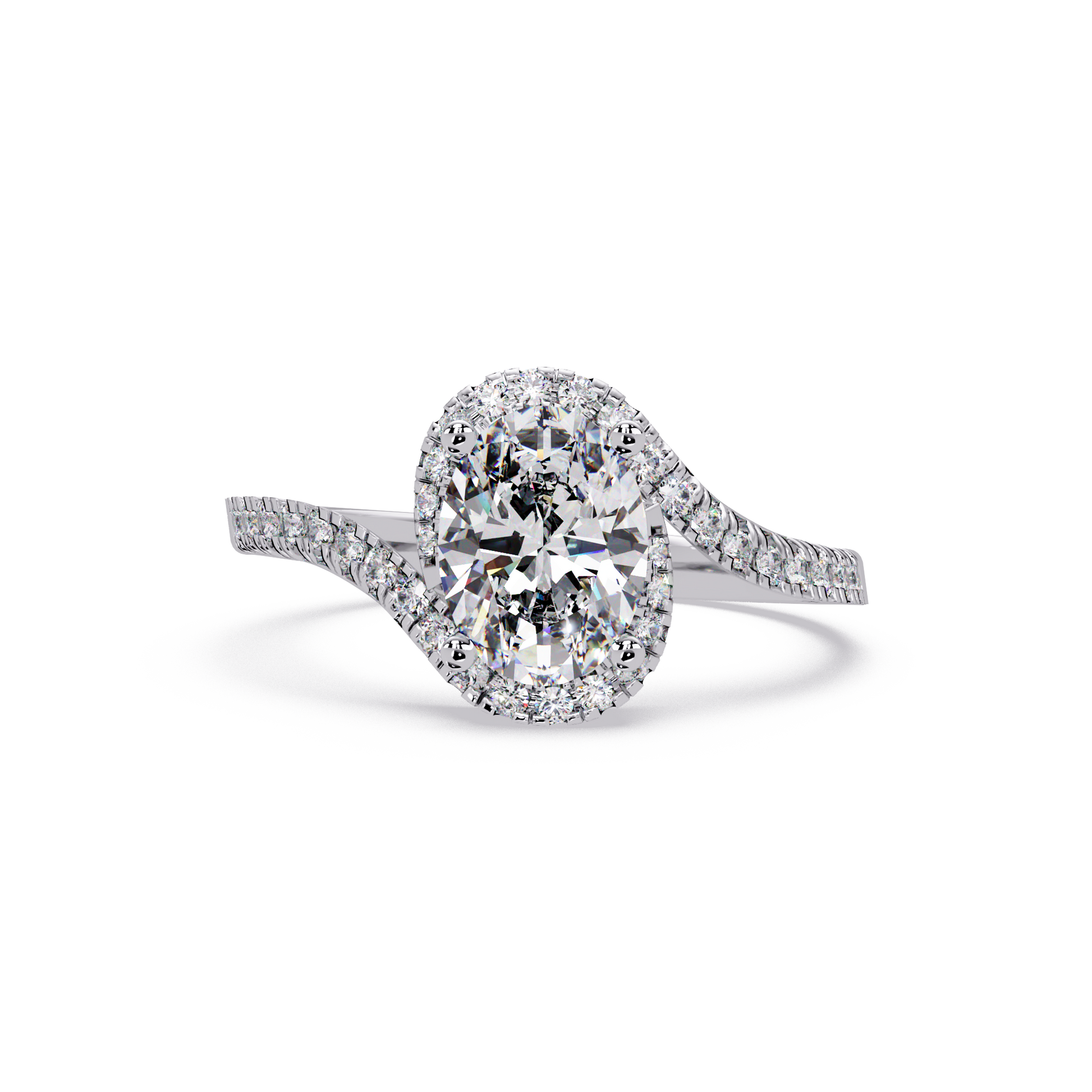Oval Cut Lab Grown Diamond Engagement Ring In Bypass Shank