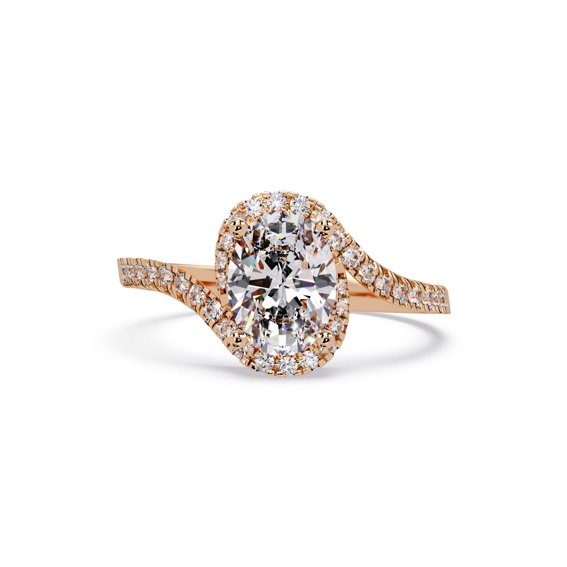 Oval Cut Lab Grown Diamond Engagement Ring In Bypass Shank