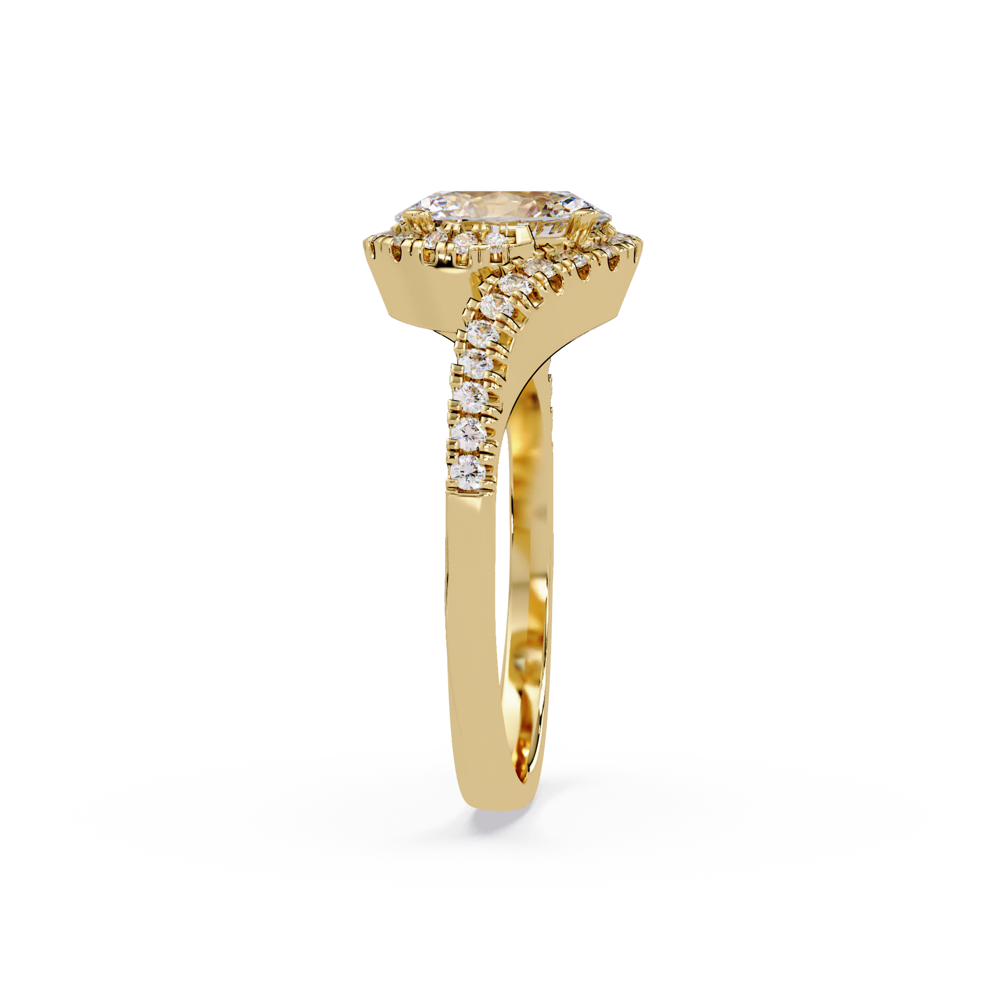 Oval Cut Lab Grown Diamond Engagement Ring In Bypass Shank