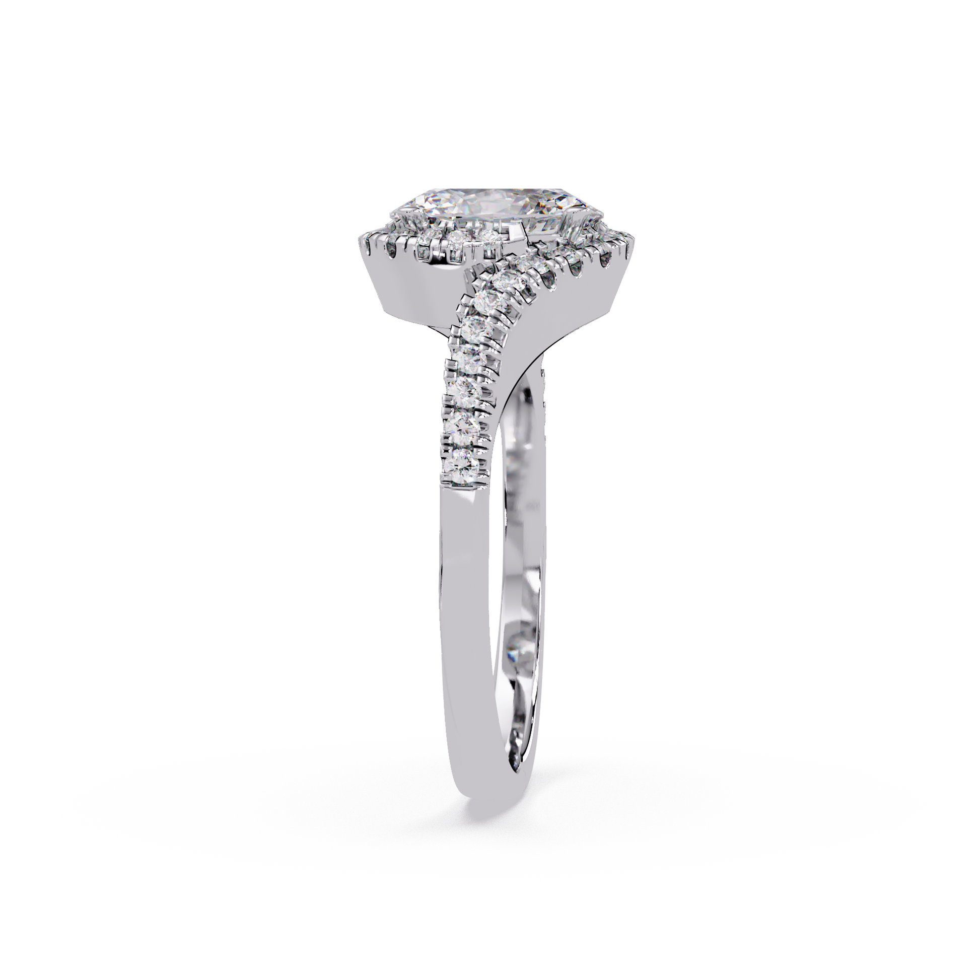 Oval Cut Lab Grown Diamond Engagement Ring In Bypass Shank