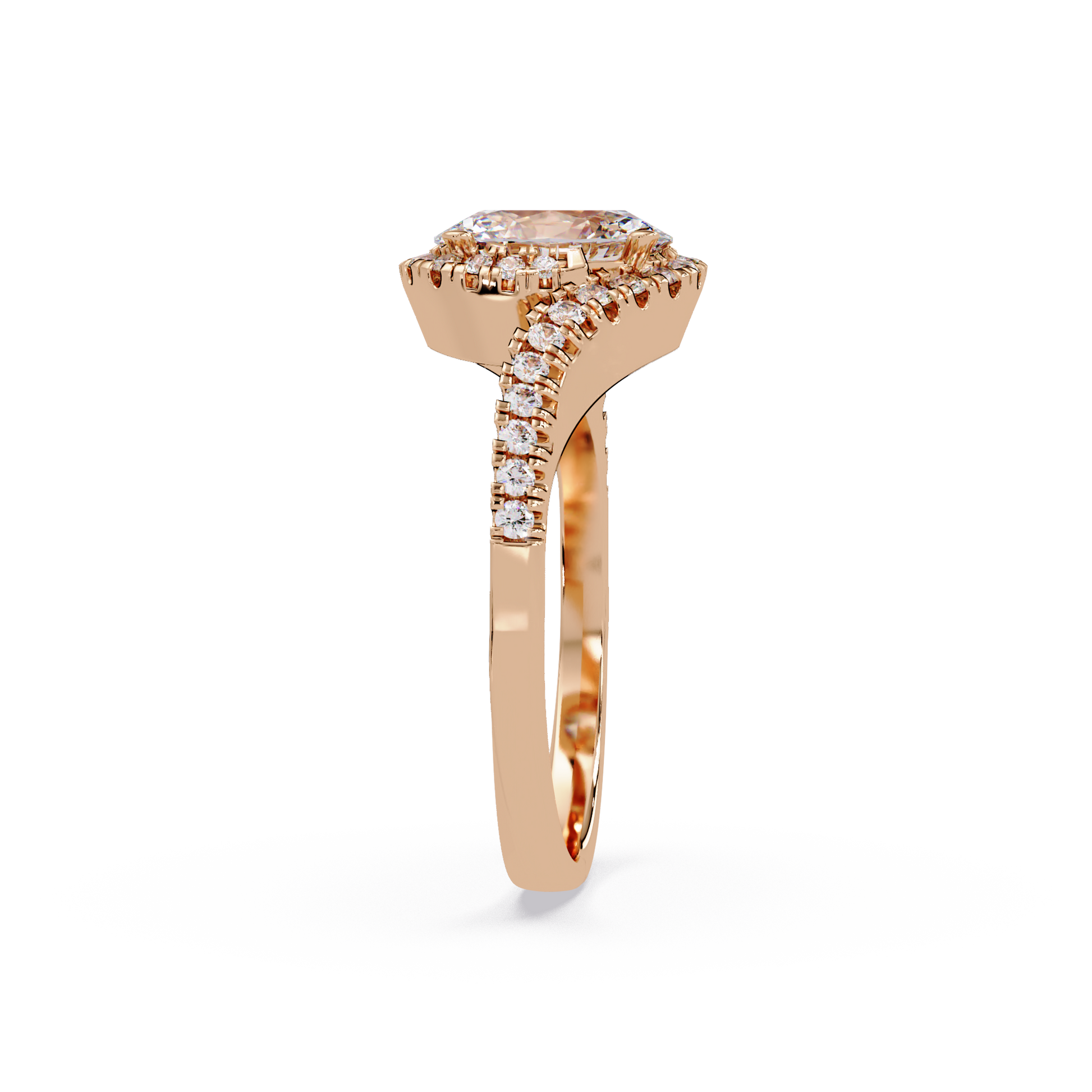 Oval Cut Lab Grown Diamond Engagement Ring In Bypass Shank