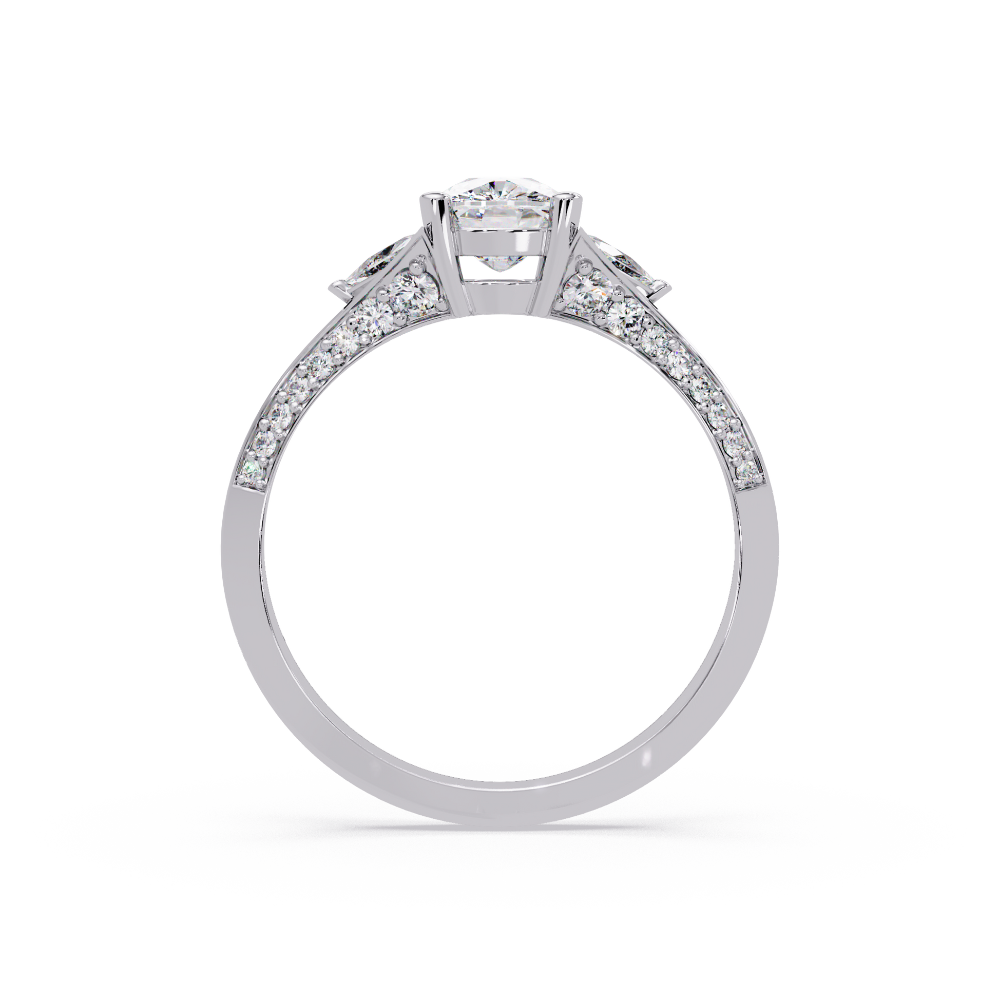 Oval Cut Lab Grown Diamond Three Stone Ring
