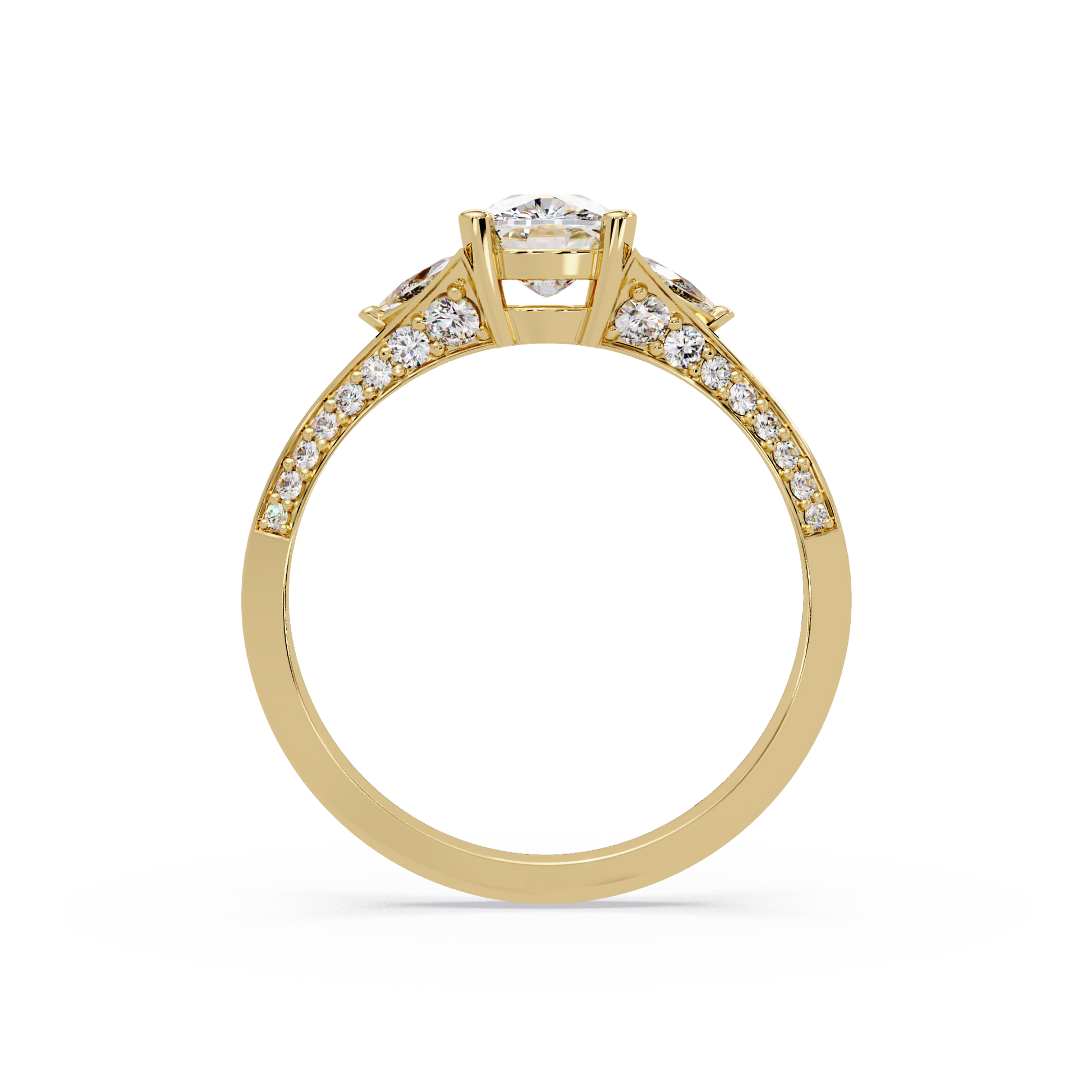 Oval Cut Lab Grown Diamond Three Stone Ring