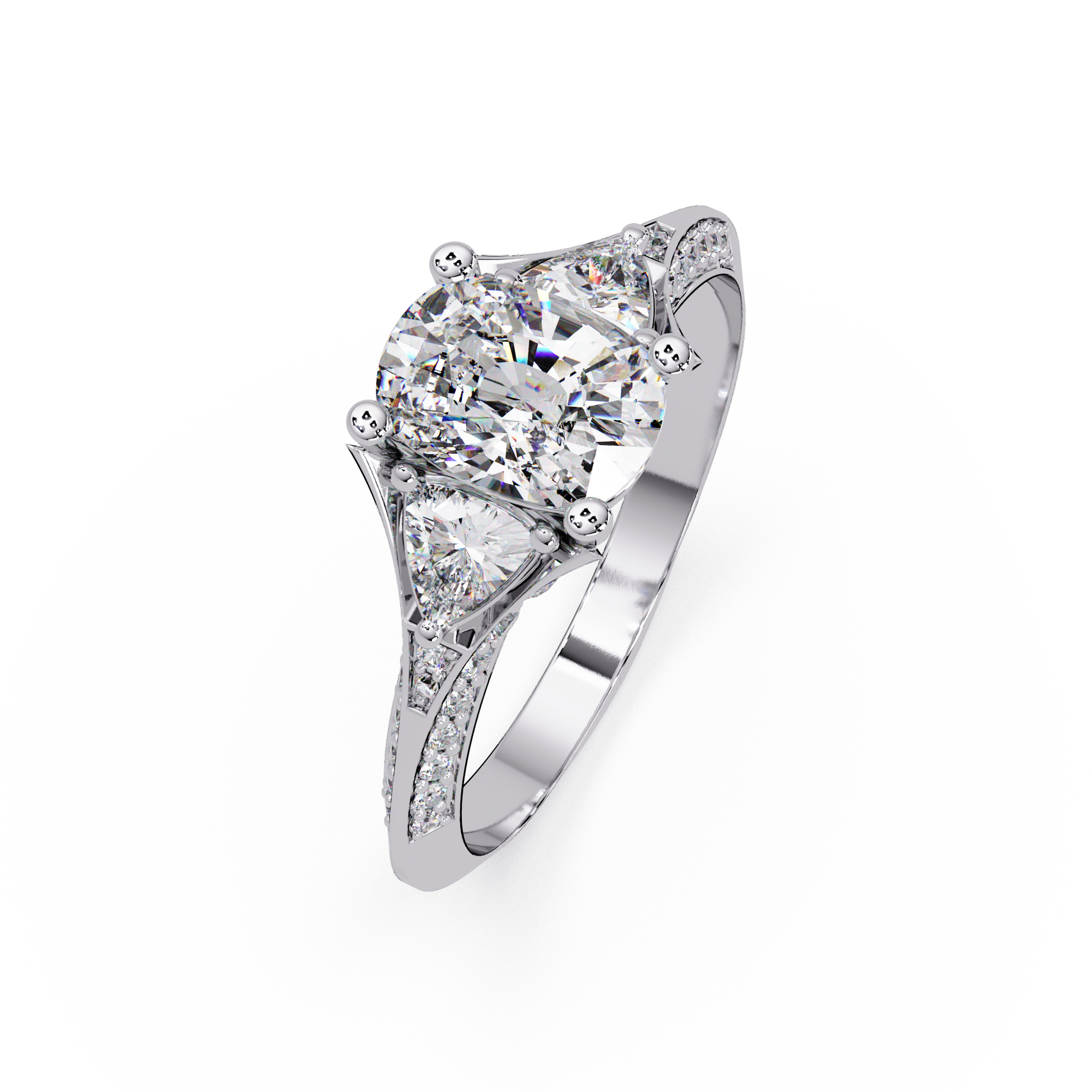 Oval Cut Lab Grown Diamond Three Stone Ring