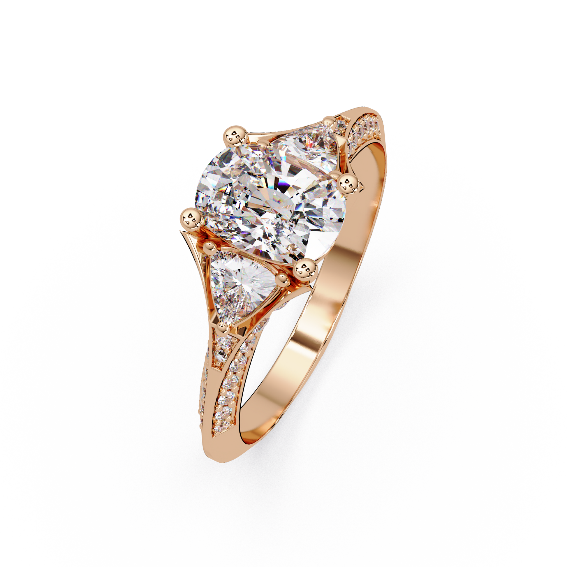 Oval Cut Lab Grown Diamond Three Stone Ring