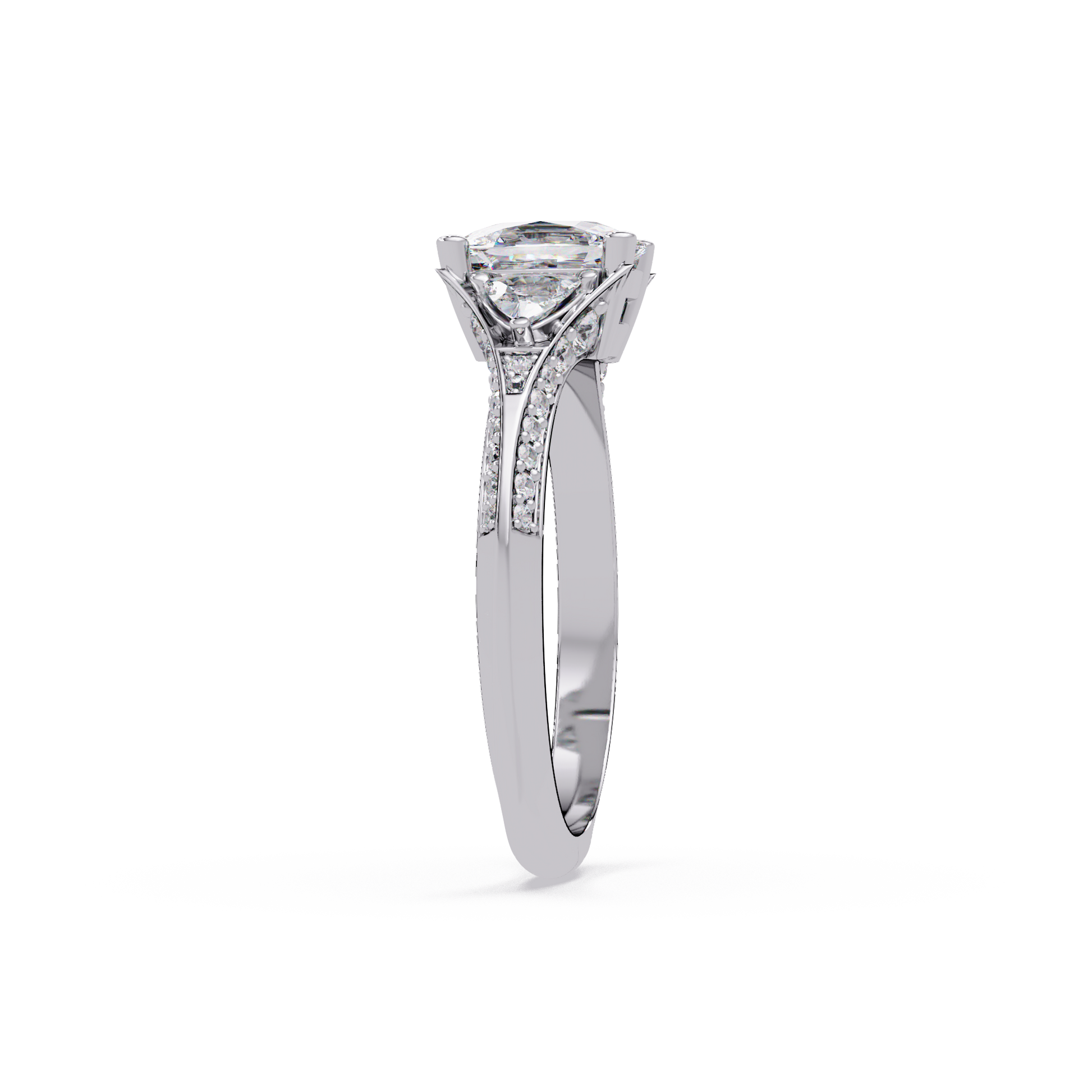 Oval Cut Lab Grown Diamond Three Stone Ring