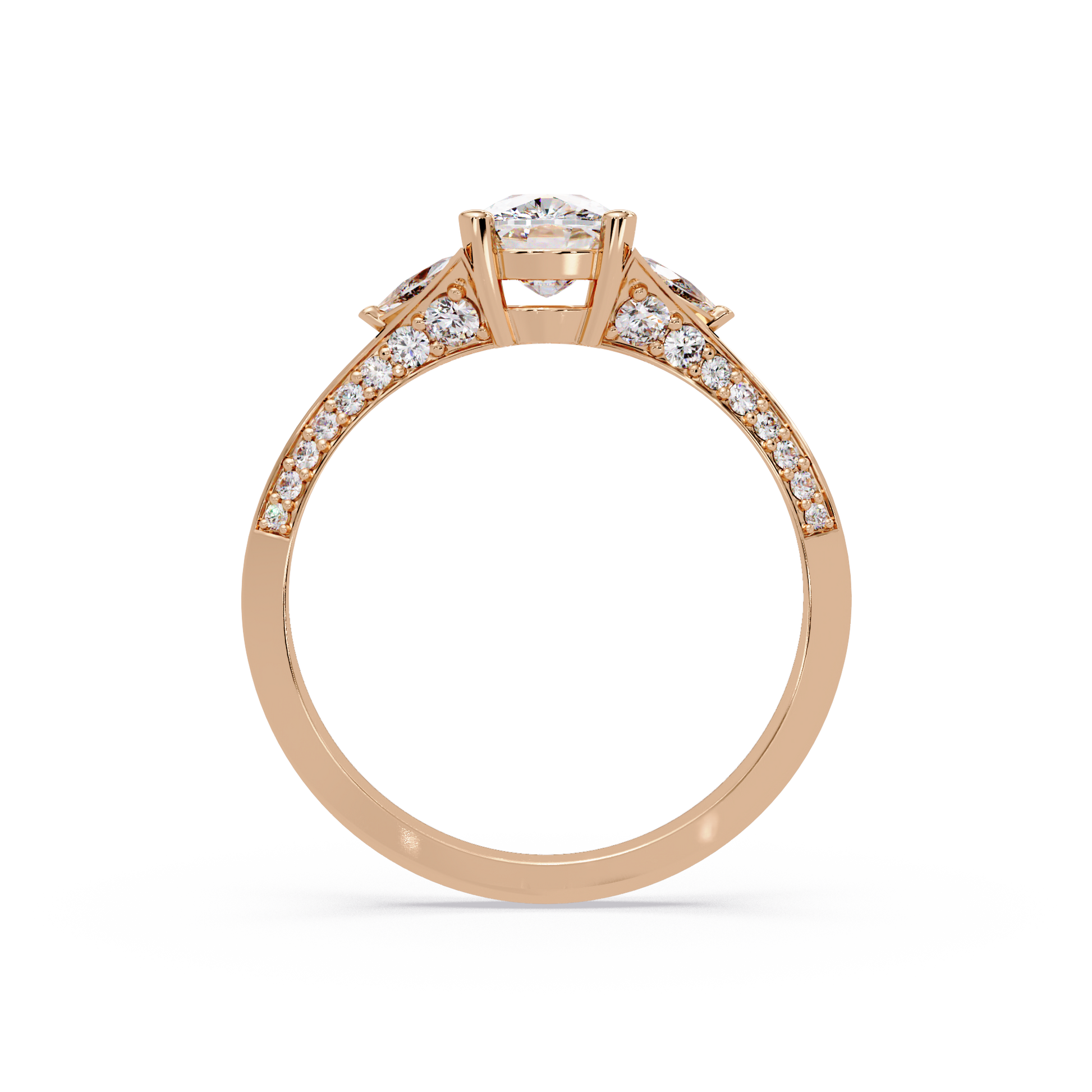 Oval Cut Lab Grown Diamond Three Stone Ring