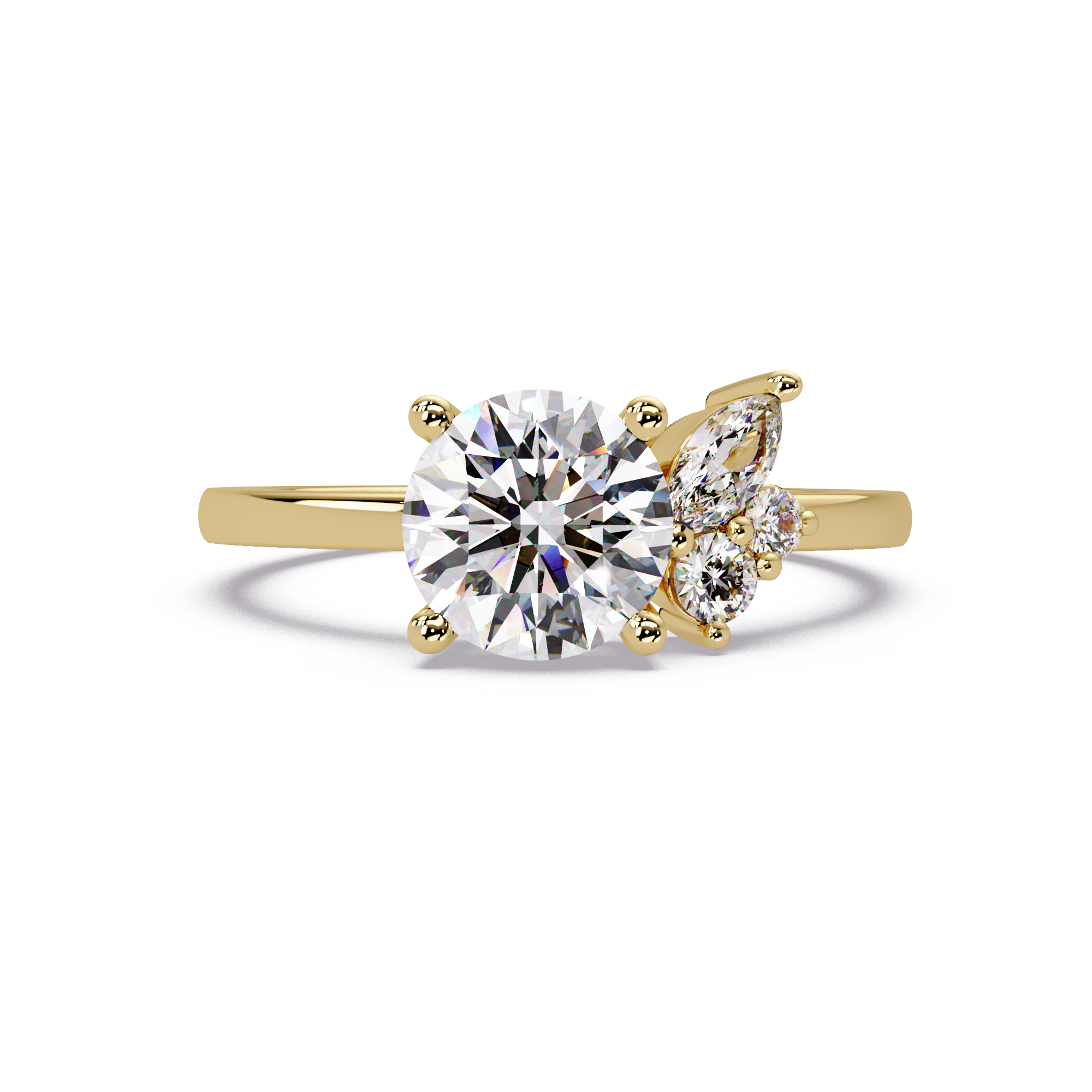 Round Cut Lab Gown Diamond Engagement Ring
