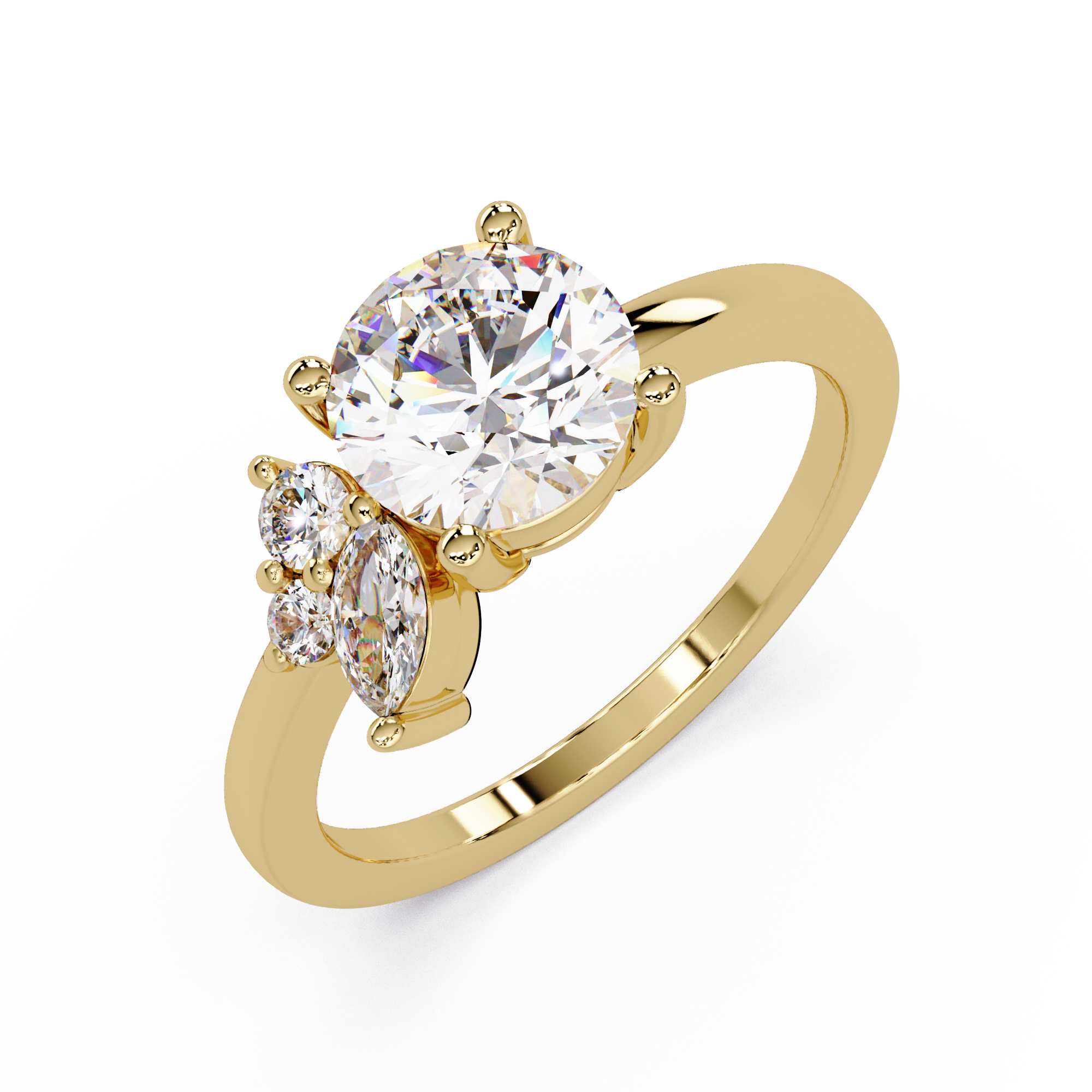 Round Cut Lab Gown Diamond Engagement Ring
